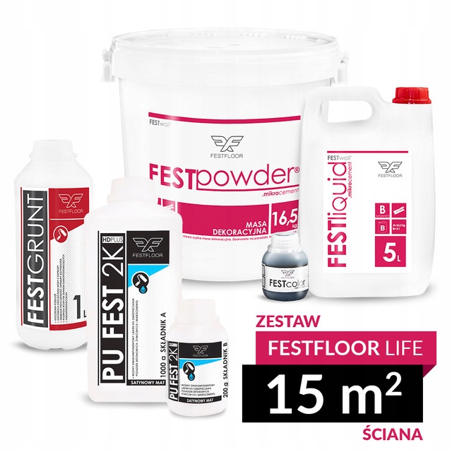 mikrocement FESTWALL ściany Zestaw 15m2 ZRÓB SAM !
