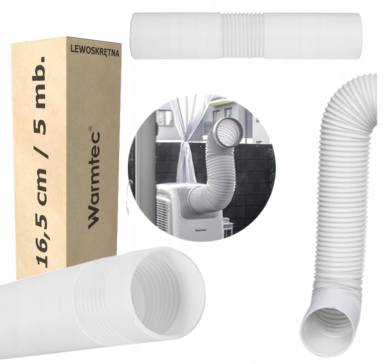 Trubka pro přenosnou klimatizaci Warmtec Levotočivá pružná 16,5 cm/5 m