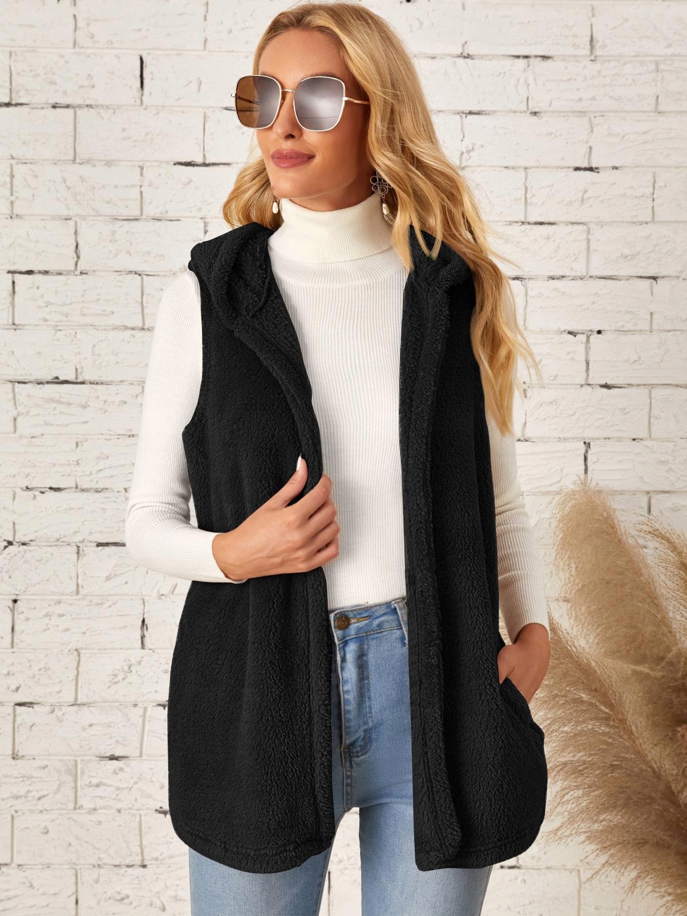 ZC52203 *SHEIN FUTRZANA KAMIZELKA Z KAPTUREM M