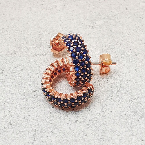 Pozlacené náušnice s modrými zirkony