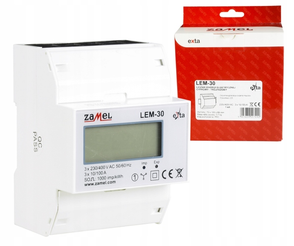 LICZNIK PODLICZNIK ENERGII 3-FAZOWY LEM-30 ZAMEL