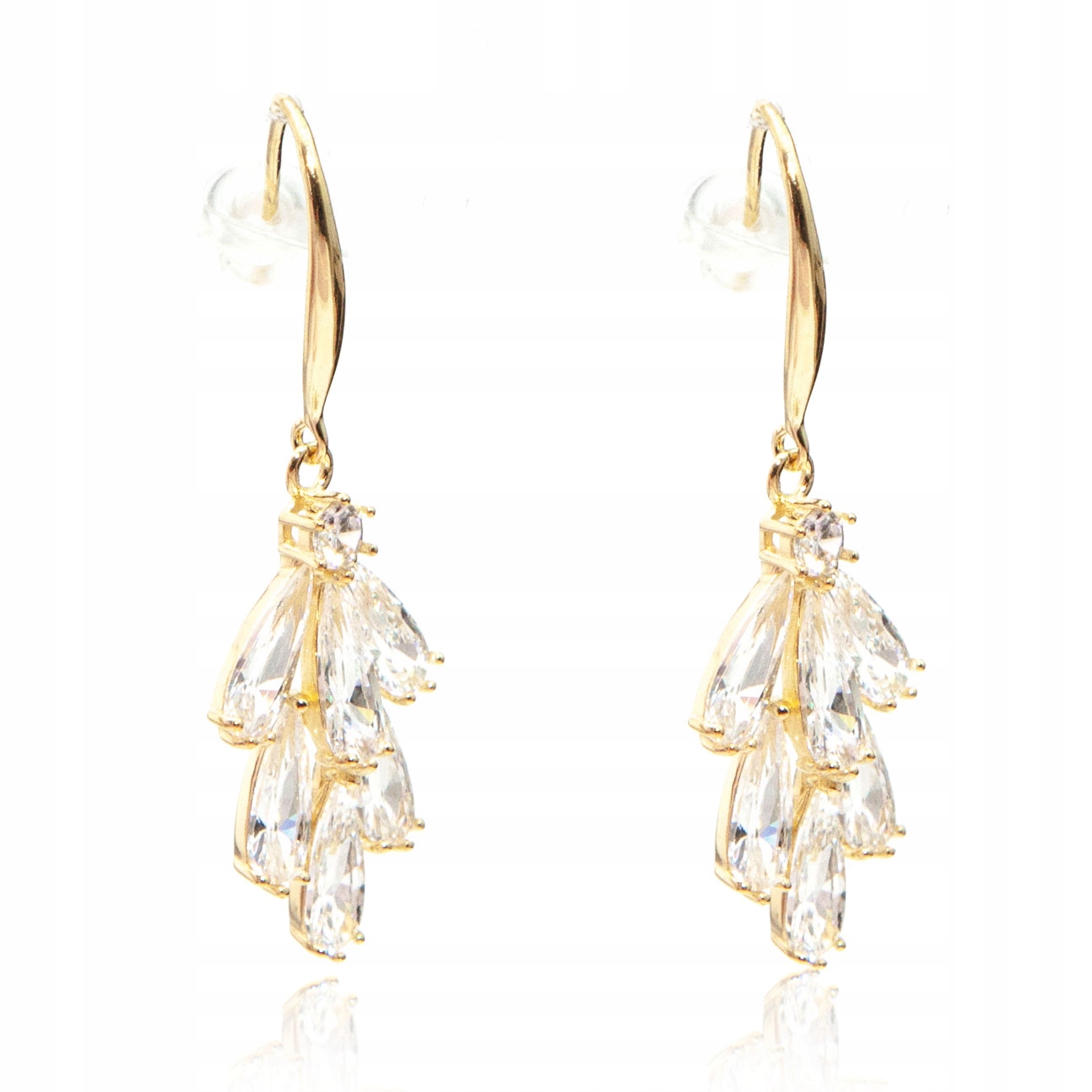 Stříbrné náušnice pozlacené elegantními křišťály stříbro 925 zirkony