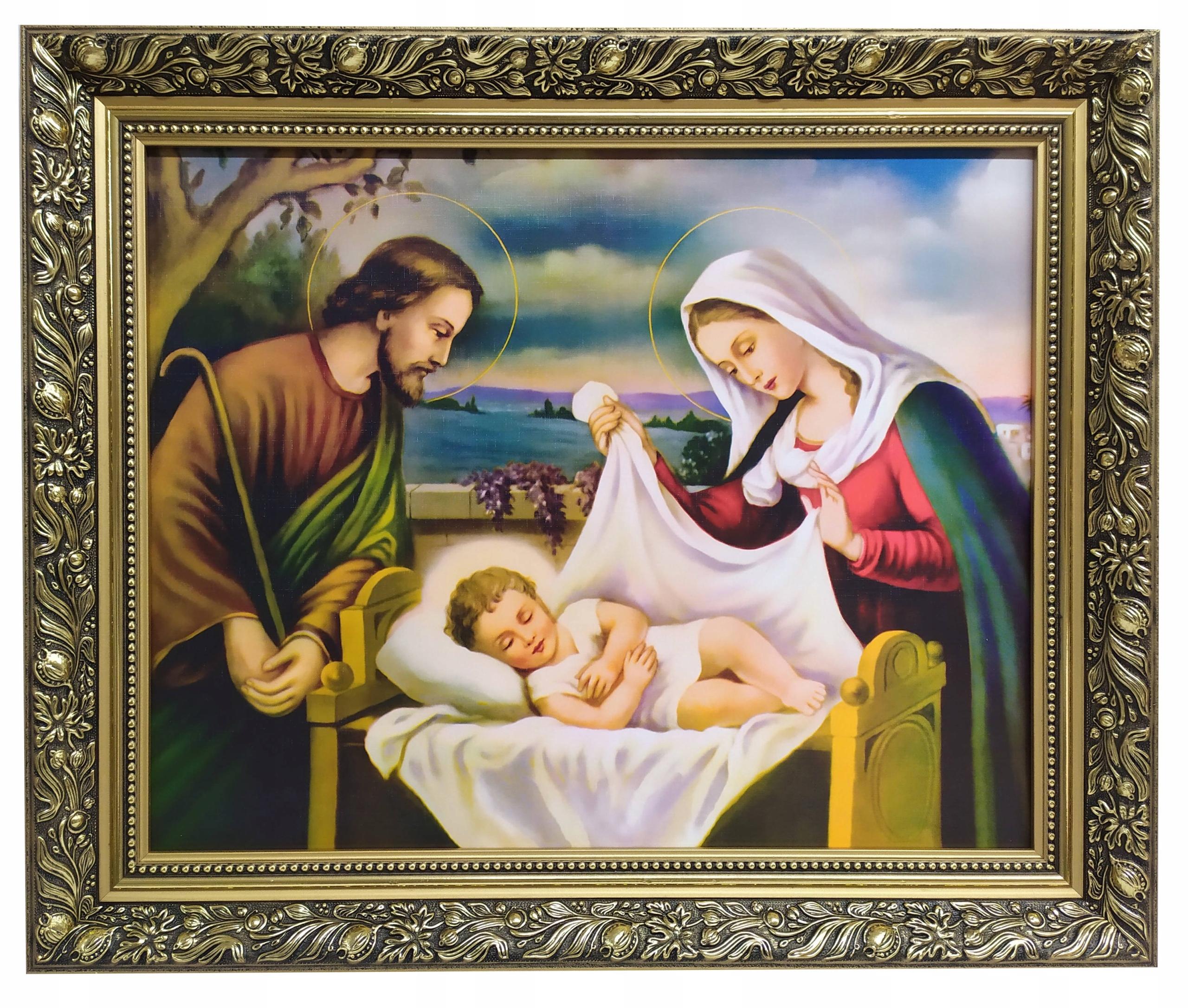 OBRAZ W ZŁOTEJ RAMIE 50x60 ŚWIĘTEJ RODZINY JÓZEF