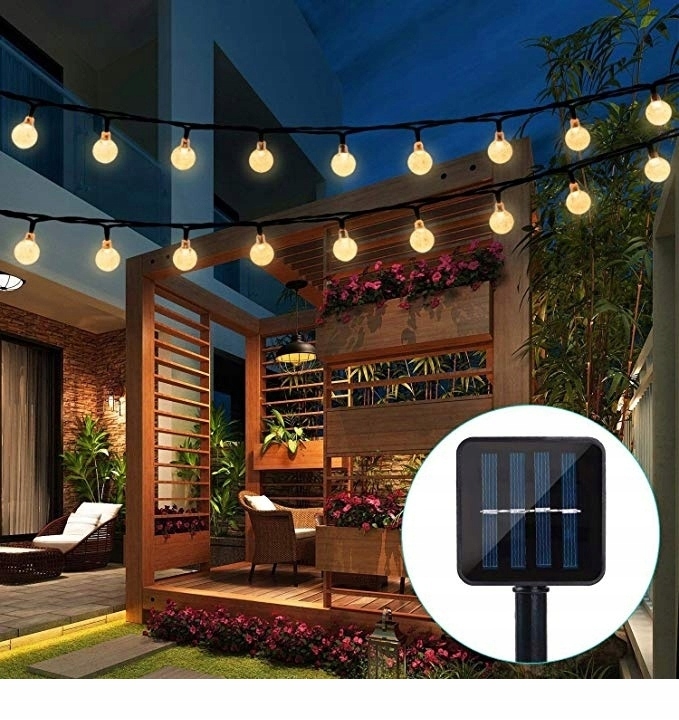 GIRLANDA SOLARNA OGRODOWA ŚWIETLNA 22M 200 ŻARÓWEK NA BALKON ŁAŃCUCH KULKI Średnica kuli 1.8 cm