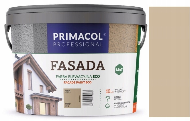 Primacol Fasada Eco Farba Elewacyjna Zewnętrzna Fasadowa Kawowy 9L