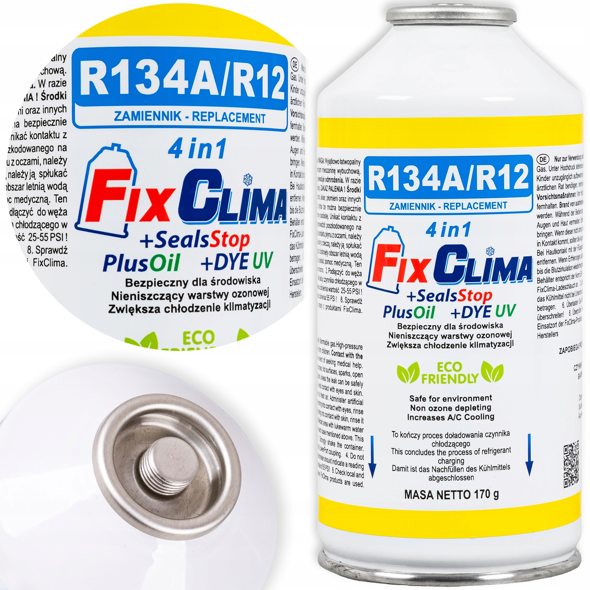 PLYN NA PLNENIE KLIMATIZÁCIE AUTOMOBILOV R134A CHLADIVO 4V1 FIX ...