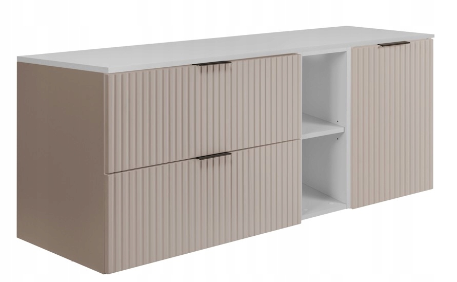 Závěsná koupelnová skříňka pod umyvadlo Kaszmir 120 Ryfle fronty Mdf Blat