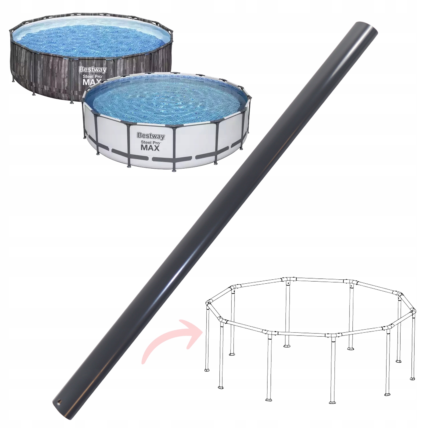 BESTWAY RURKA NOGA PODPORA PIONOWA BASENU STEEL PRO MAX 427x107