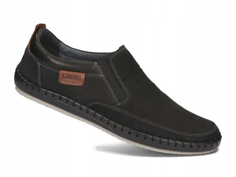 Mokasyny Skórzane Półbuty Męskie Wsuwane Skóra Czarne 51 Rozmiar 43 Długość wkładki 28 cm