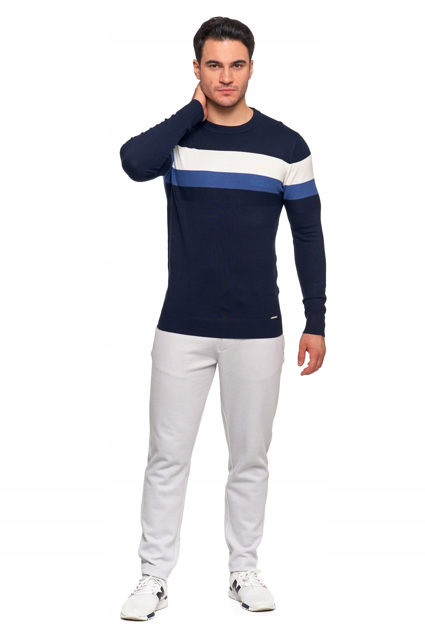 WISKOZOWY MĘSKI KLASYCZNY MIĘKKI SWETER MORAJ PASKI DŁUGI RĘKAW 2XL Zapięcie brak