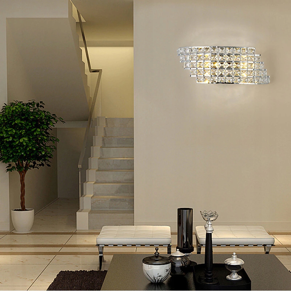 LAMPA ŚCIENNA KINKIET GLAMOUR KRYSZTAŁOWA CHROM Długość/wysokość 13 cm