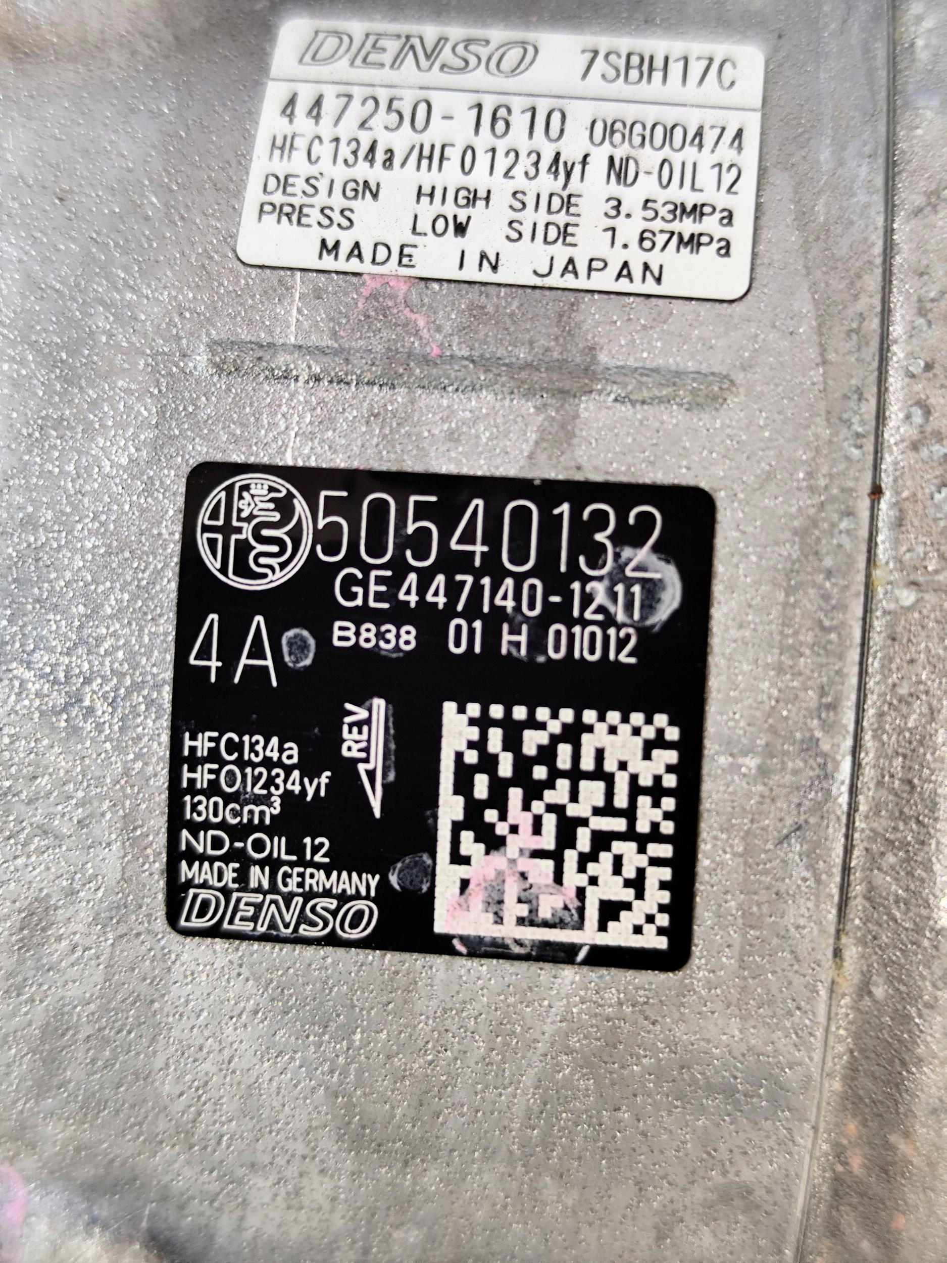 MASERATI GRECALE 2.0 compressor; compressor of the air conditioning 50540132