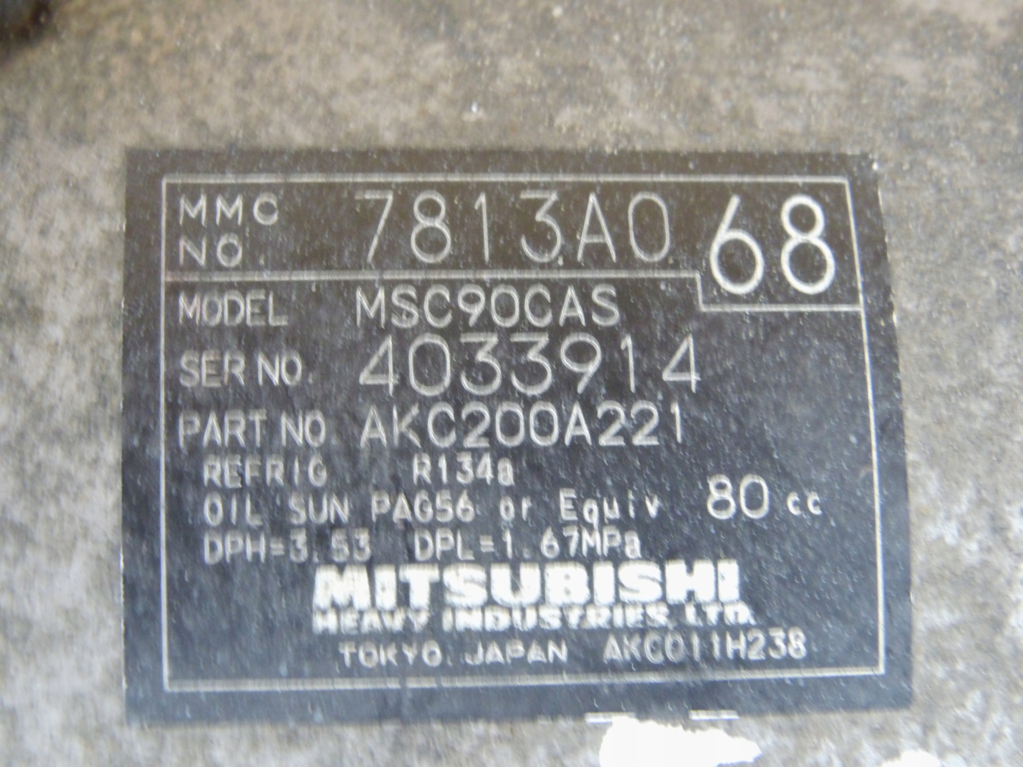 Mitsubishi Outlander II compressor compressor; of the air conditioning 7813A068