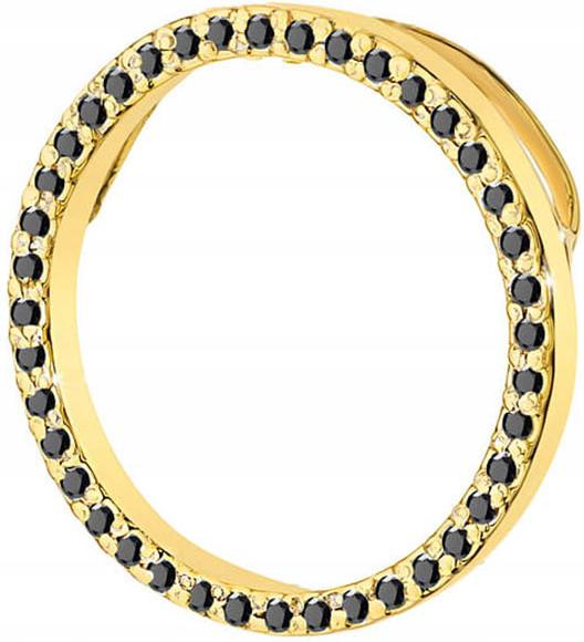 Zlatý přívěsek 585 módní ring kolečko s černými brilianty elegantní 14k
