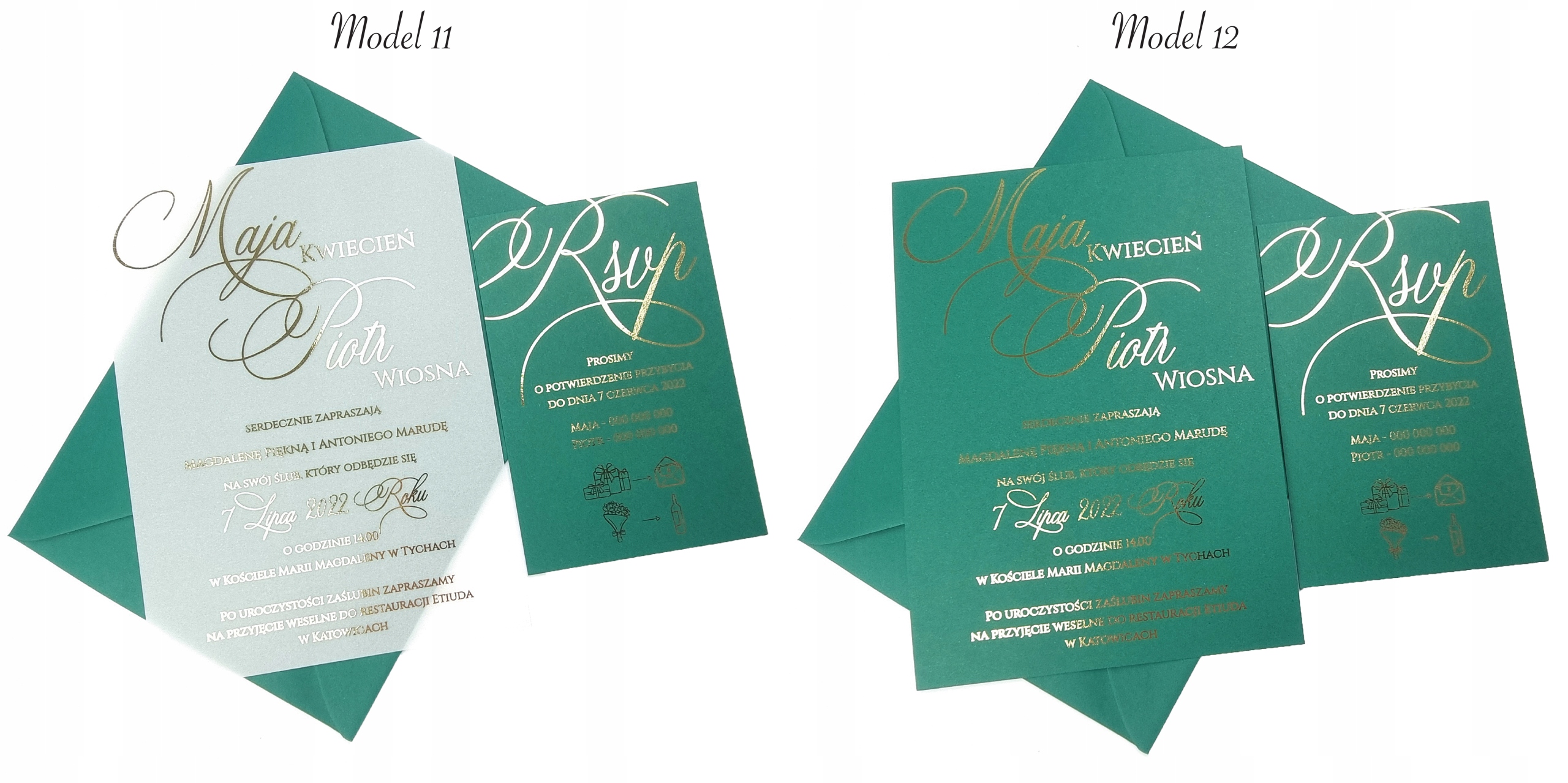 ZAPROSZENIA Ślubne, Na Ślub ZŁOCONE Zdobienie brak