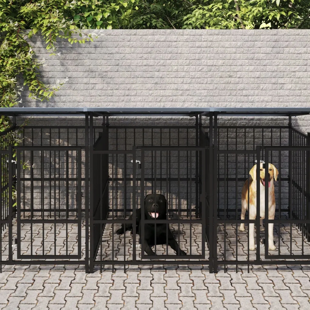Levně Kotec pro psa se zastřešením, ocelová, 9,38 m²