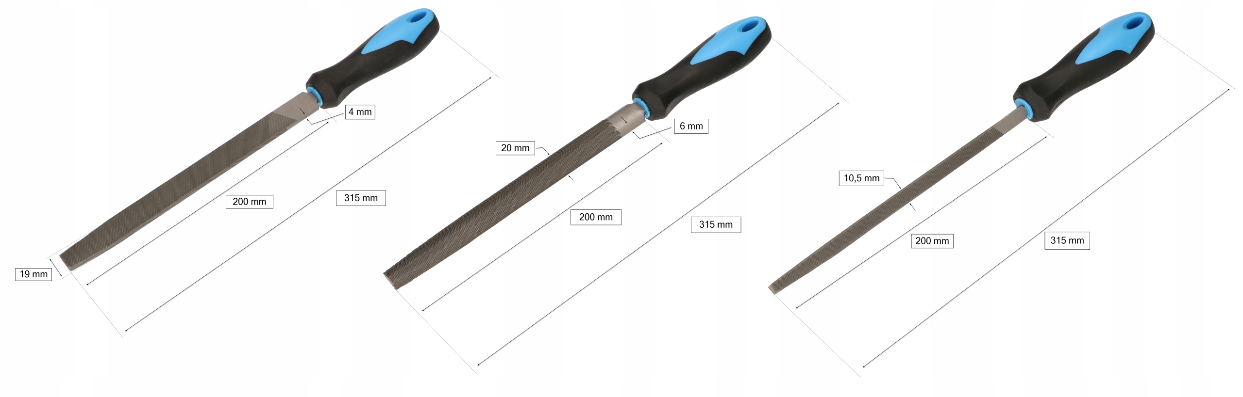 PILNIK ZE STALI WĘGLOWEJ 3 SZT DO METALU 30 CM Kod producenta 01