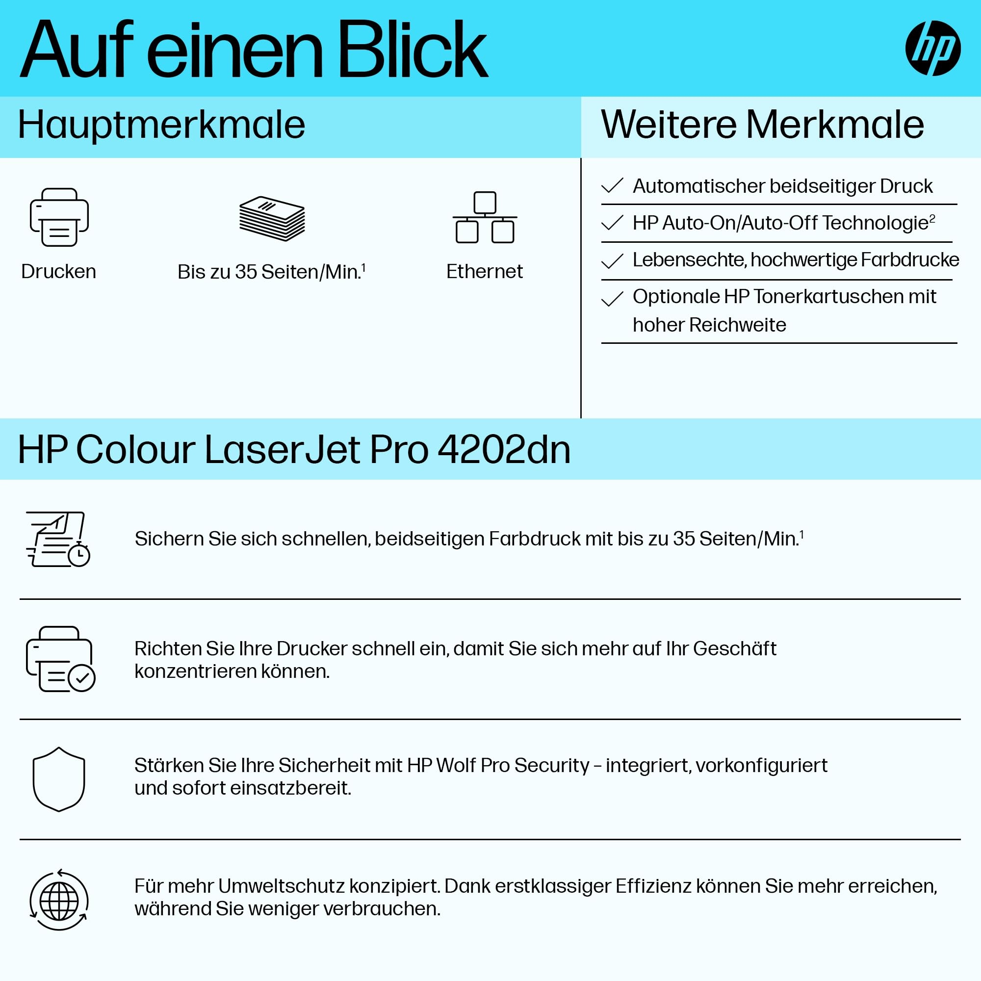 HP Kolorowa Drukarka Laserowa Pro 4202dn: Szybki Druk Dwustronny — miniatura 3