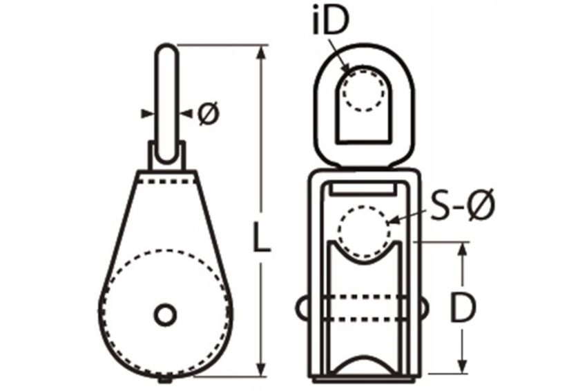 Bloczek do lin nierdzewny 50 mm lina 10 mm A2-AISI INOX Marka inna