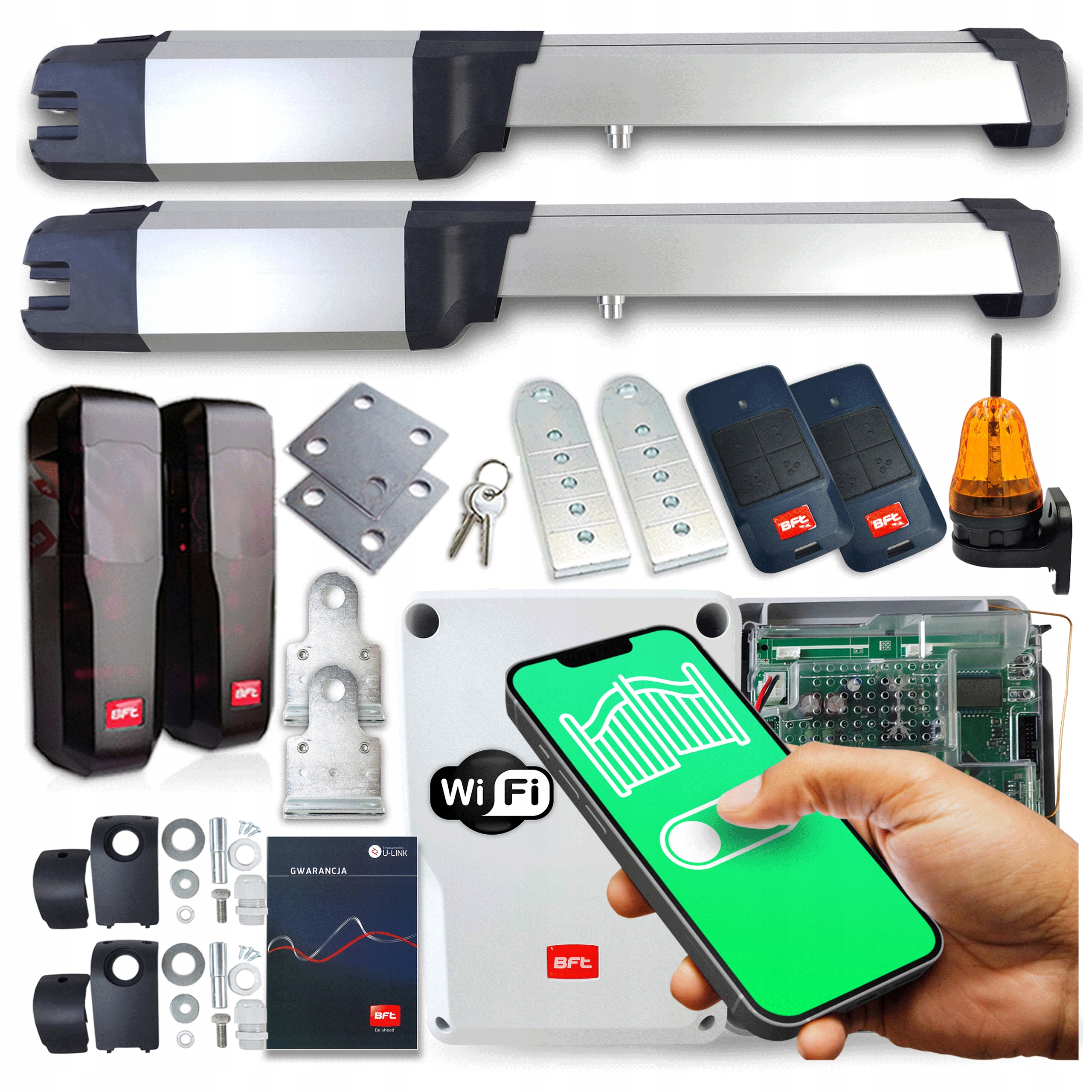 Pohon pre dvojkrídlovú bránu Bft Phobos B25 Thalia Duo Lampa Piloty Wifi