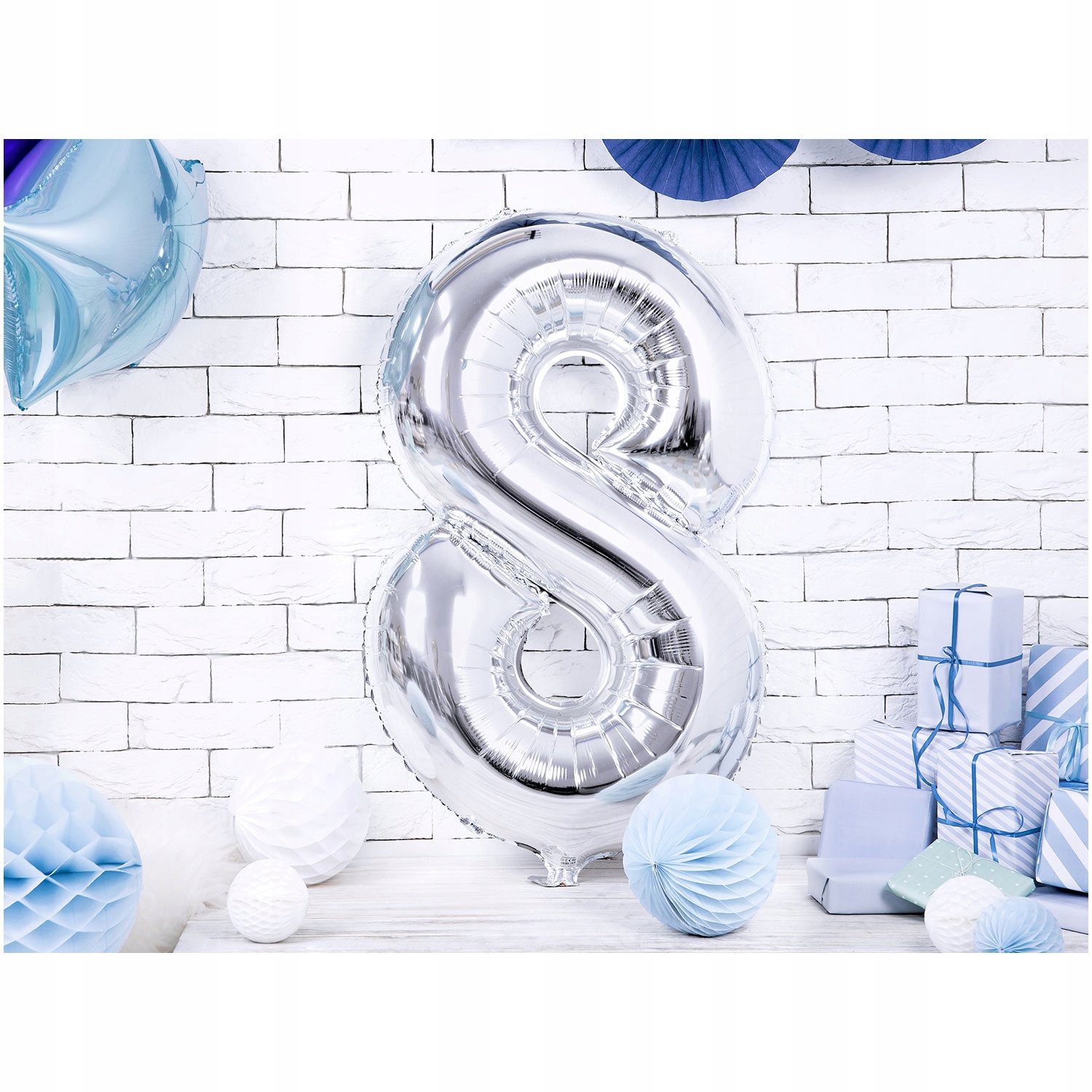 balon cyfra 86cm ''8'' SREBRNY | FB1M-8-018 — 3