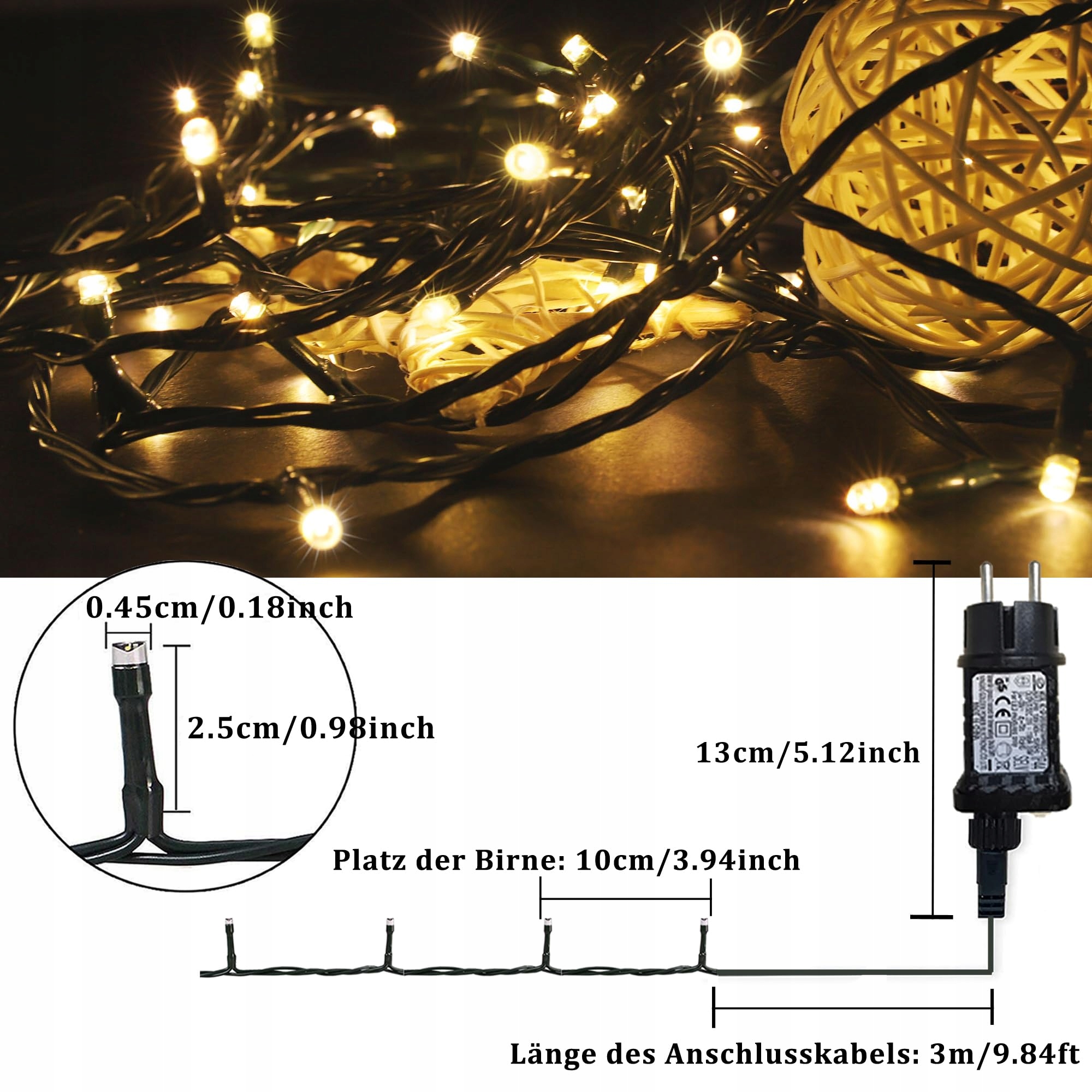 LED LAMPKI Świąteczne Girlanda Choinkowa Łańcuch 500 LED 12 Trybów I Timer — miniatura 6
