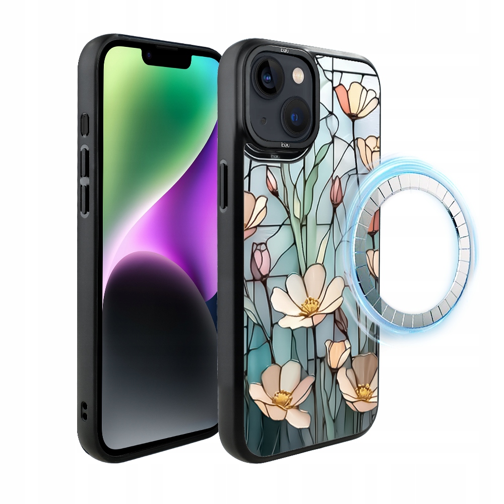 Pouzdro pro iPhone 14 Plus Ibizu DropGuard Matt s MagSafe, Šepot květin