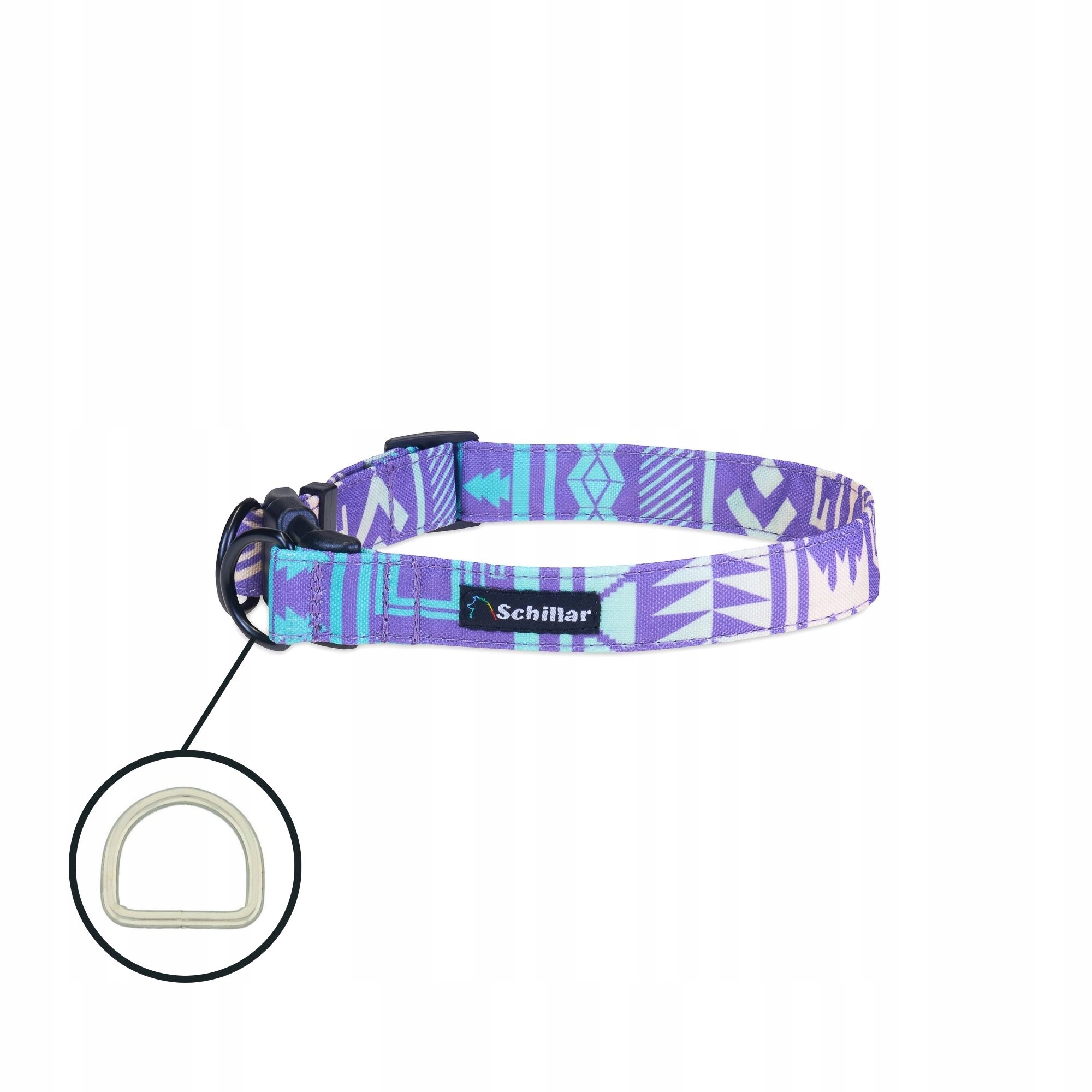 Levně Obojek na přezku double lock pro velkého psa fialový aztec L XL 40-60cm