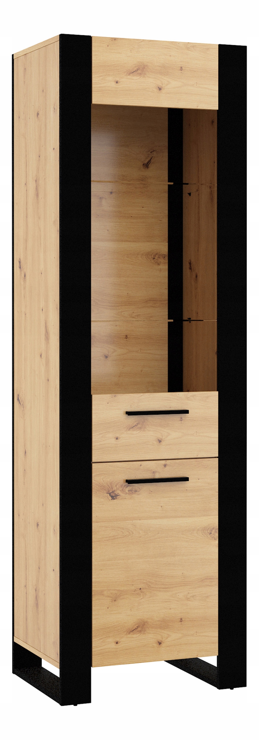 Vitrína Nuka E 188 cm dub artisan černá stojící