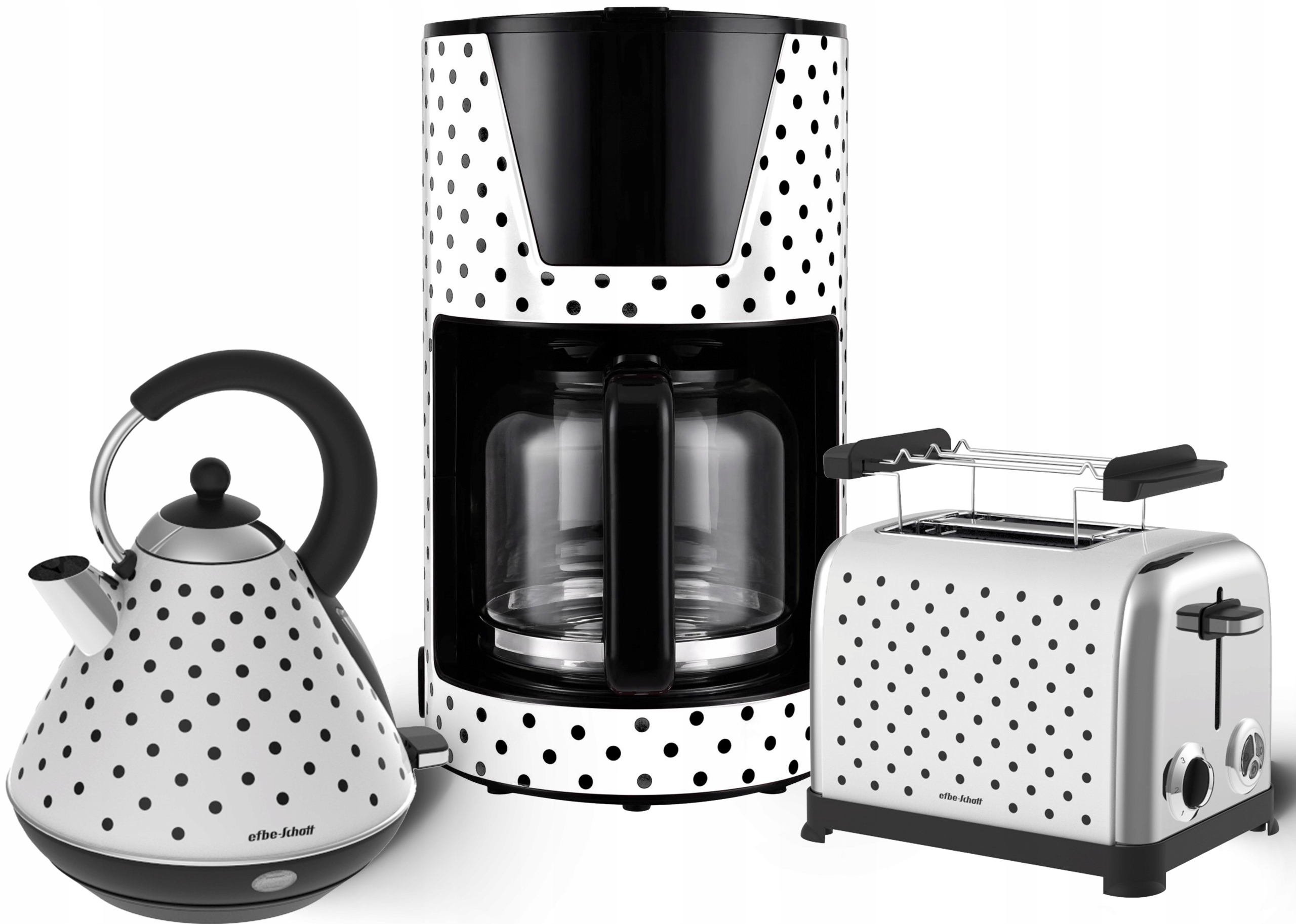 Retro zestaw Kropki do kuchni Ekspres 900W Toster 950 Czajnik 3000 Opiekacz