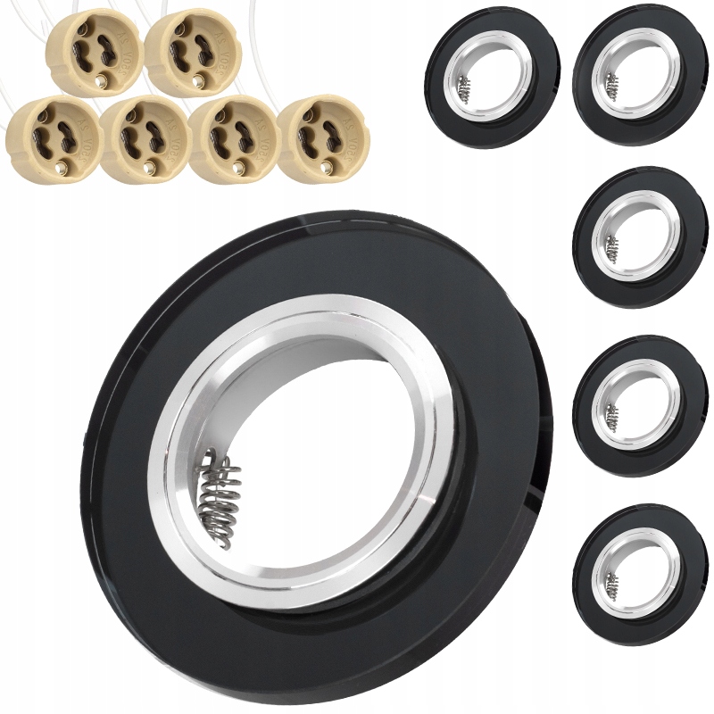 6x Halogen Ramka Szkło Oczko Do Żarówek Oprawka Do Łazienki Kuchni Jadalni