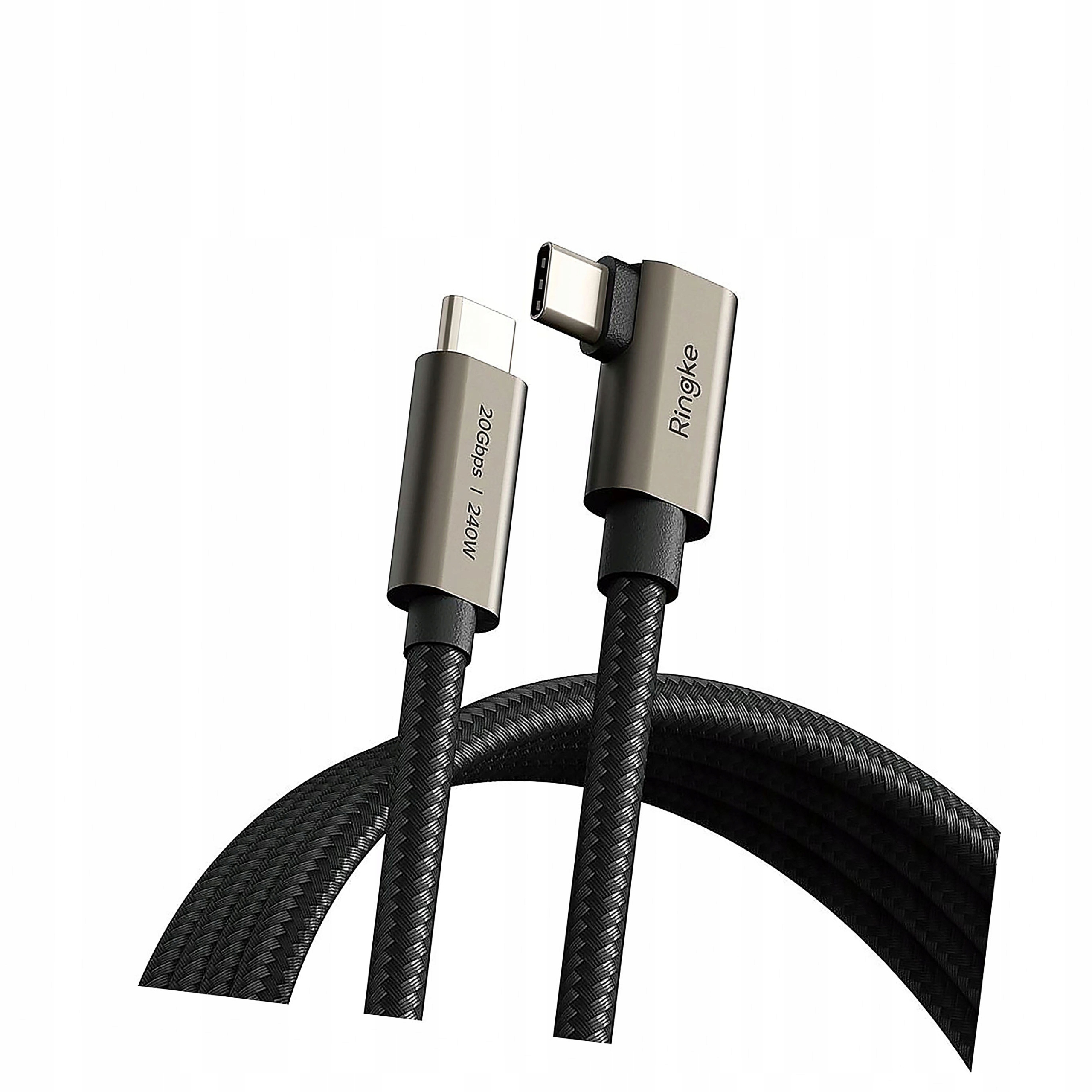 Kabel kątowy Ringke 3.2 gen. 2x2 Usb-c, Pd 3.1 240W 2m czarny