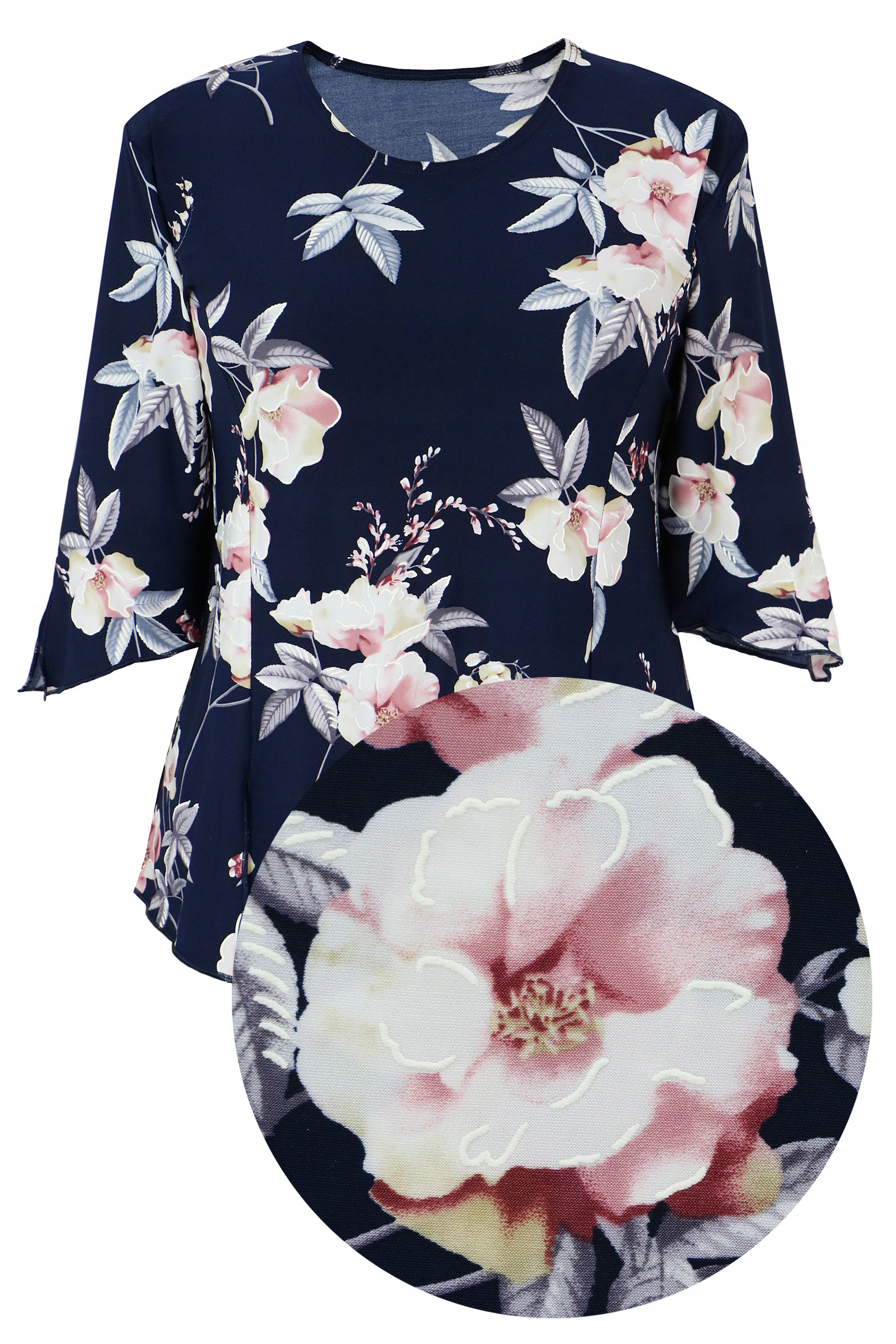 

Bluzka elegancka wygodna kwiatowy wzór 4XL 52 54