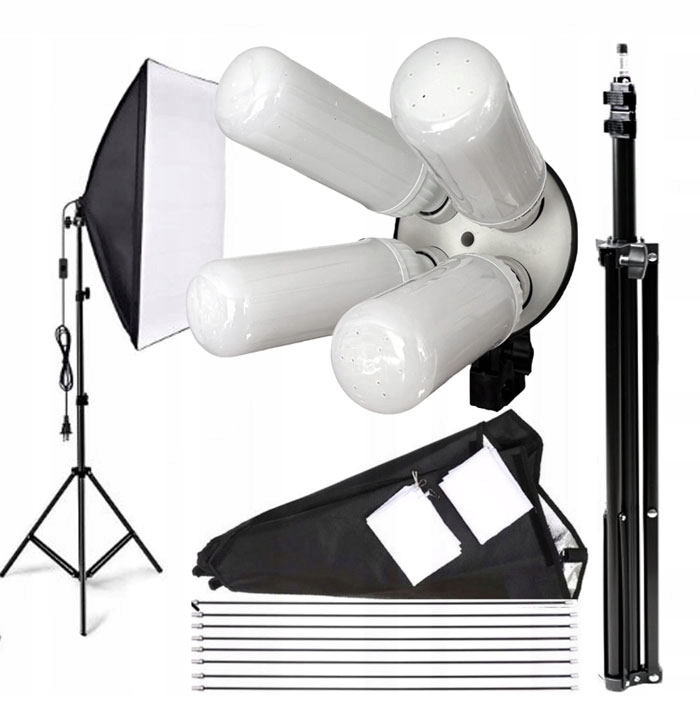 Lampa Nepřetržitého Světla Pro 4 Žárovky Softbox 50x70 +4x Led 300W 1200 Stativ