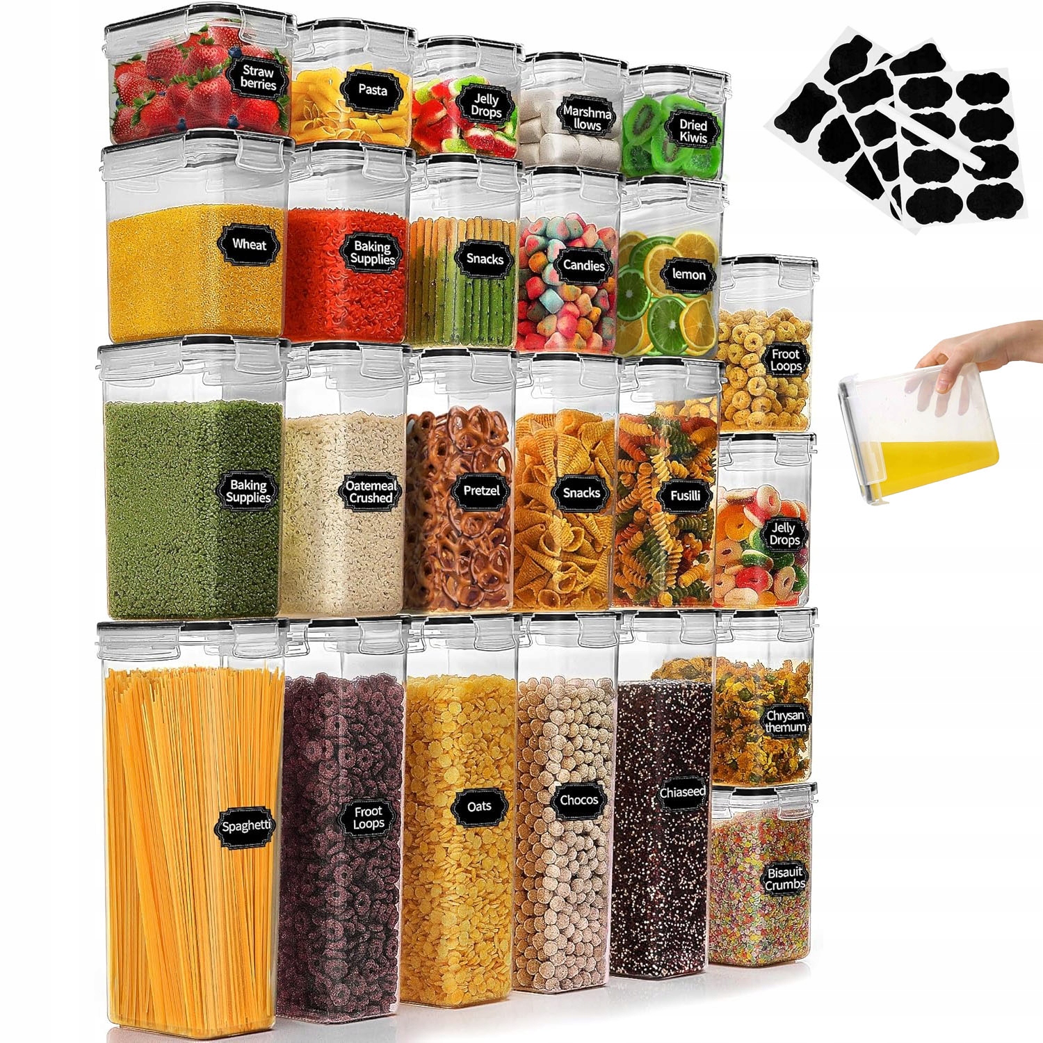 24 X Hermetické nádoby na potraviny pro skladování Set Nádob