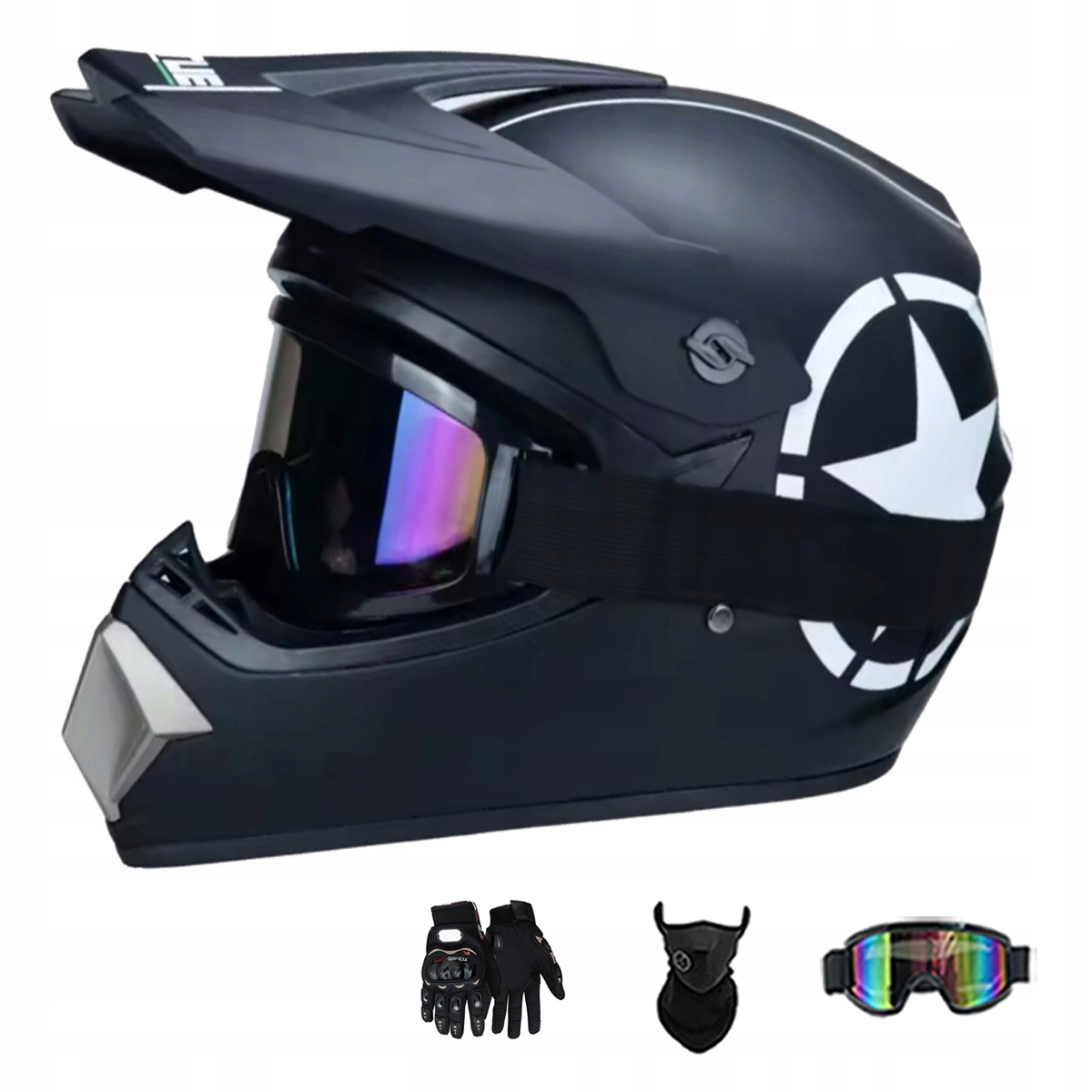 Motocyklová Přilba Crossová Lehká Enduro Quada Brýle Rukavice Maska L