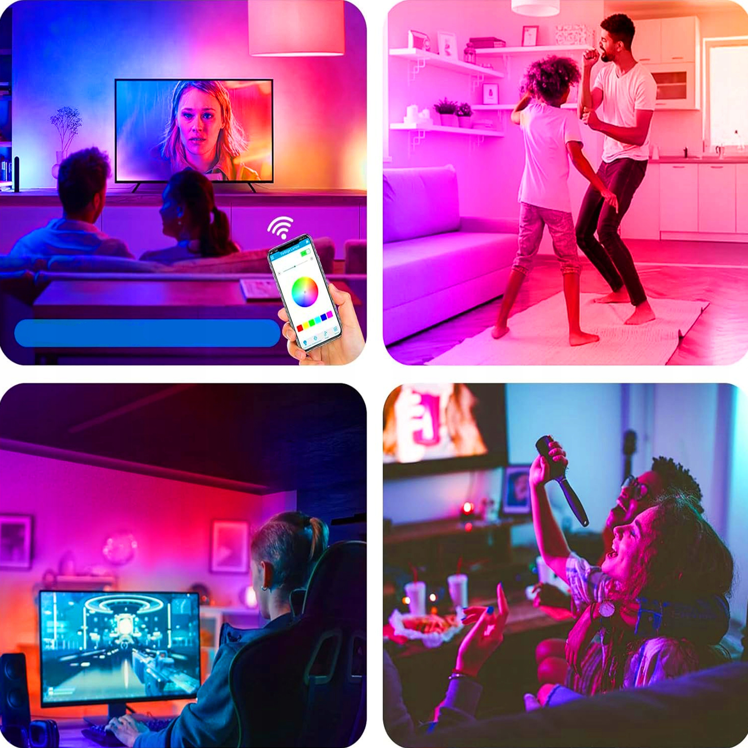 PLAFON LED LAMPA RGB SUFITOWA GŁOŚNIK BLUETOOTH PILOT APLIKACJA BARW CCT Kolekcja LAMPA NATYNKOWA RGB