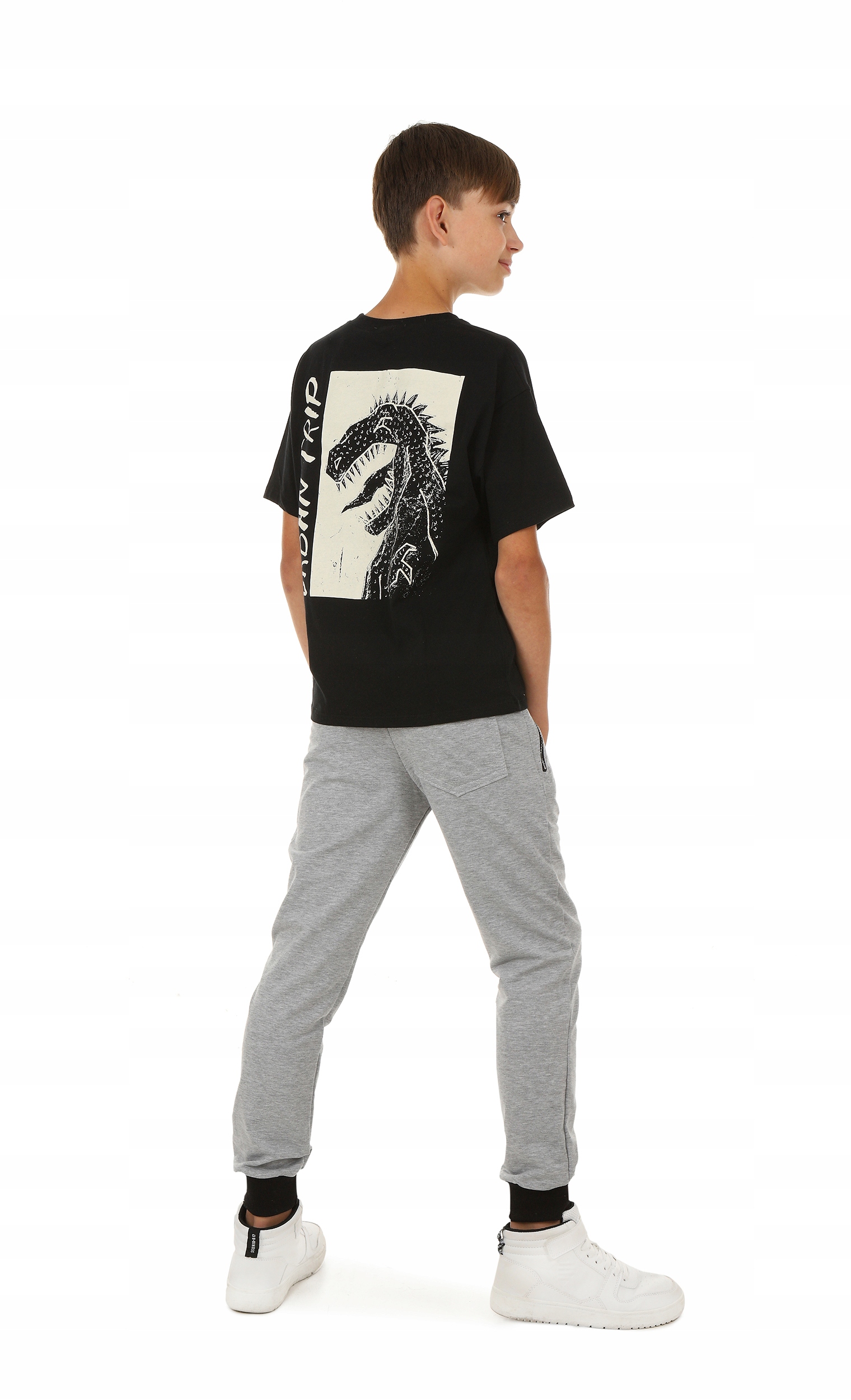 Spodnie dresowe dla chłopca - 128 SZARY Odcień popielaty