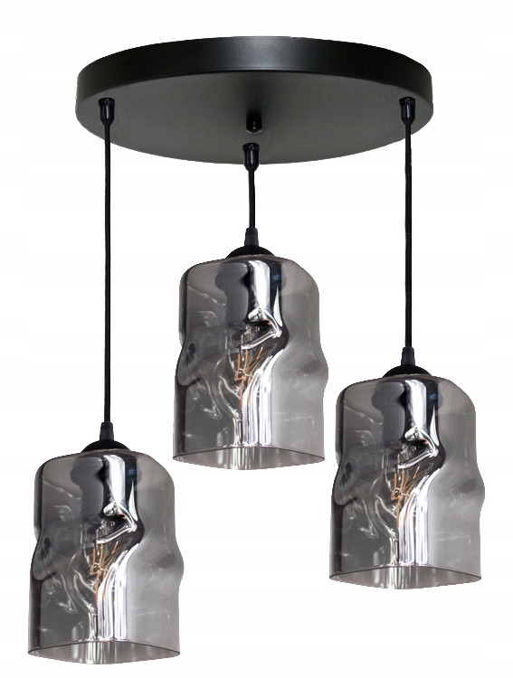 Závěsná stropní lustrová lampa Glass Wave černá stropní lampa do obývacího pokoje