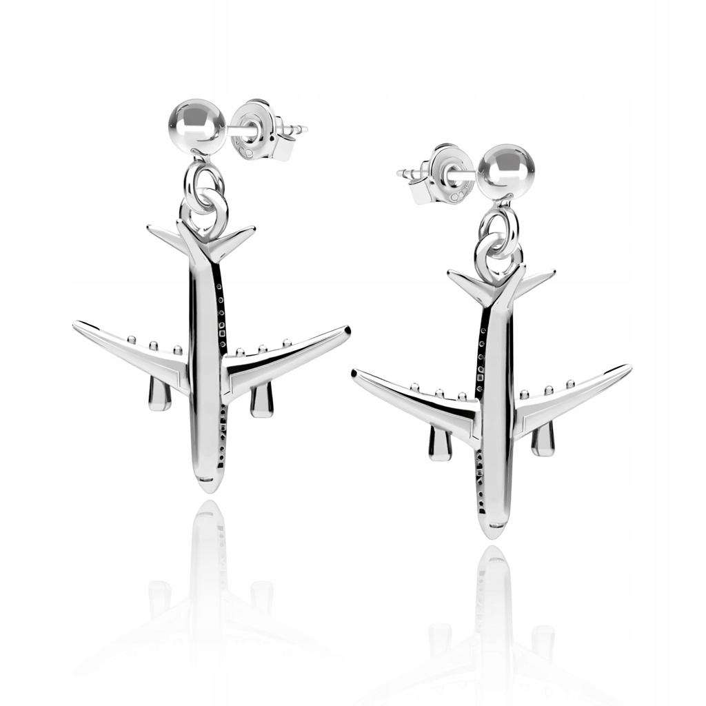 Letadlo boeing náušnice na tyčkách stříbro 925