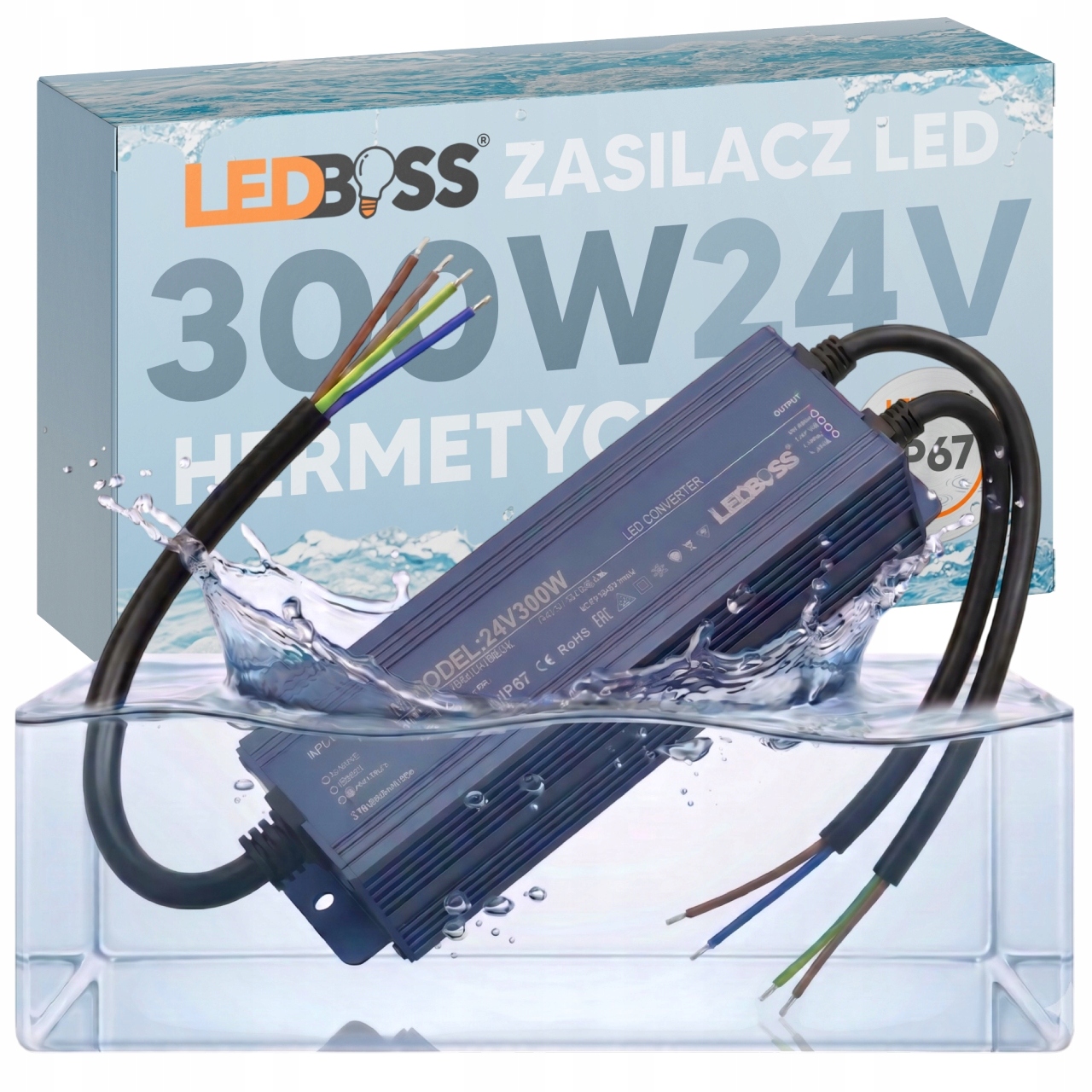 Zasilacz 24V 300W Wodoodporny Led IP67 Transformator Hermetyczny Ledboss