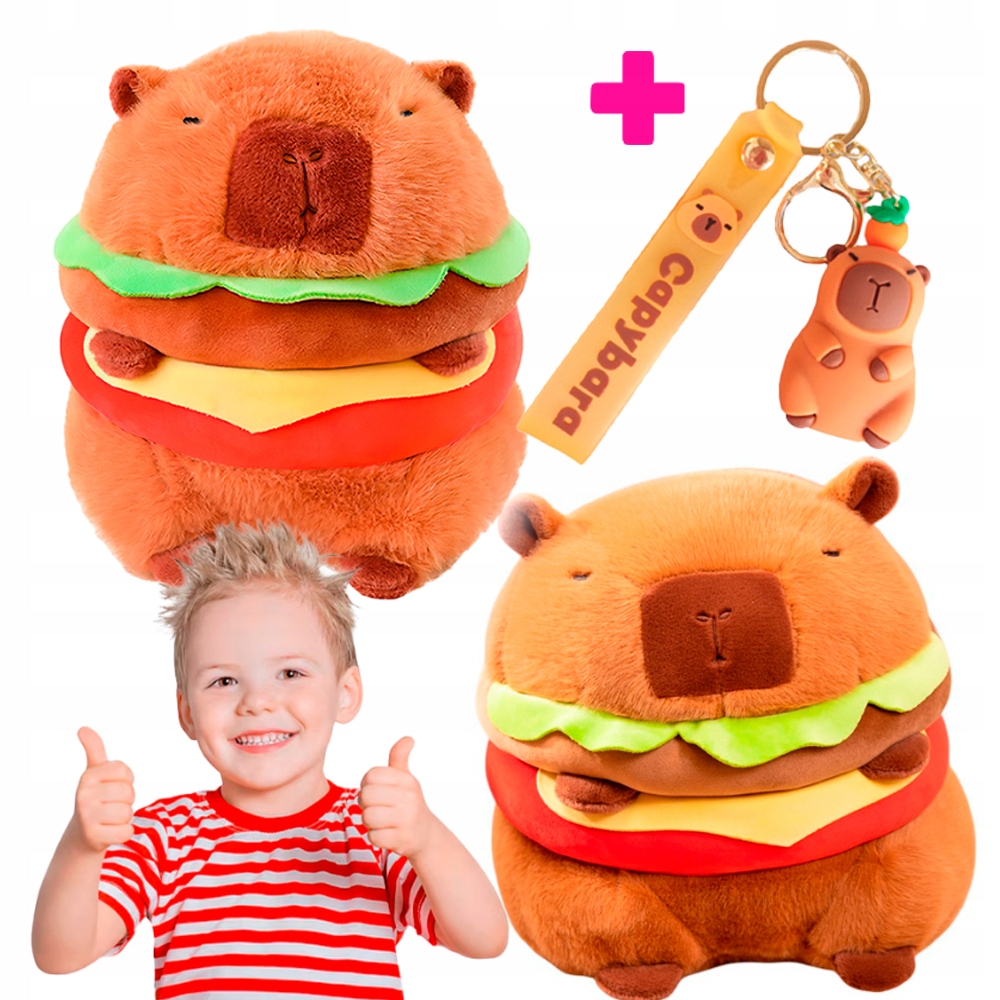 KAPIBARA MASKOTKA PLUSZ CAPIBARA BURGER PLUSZ MIĘKKA ZABAWKA PREZENT 30CM