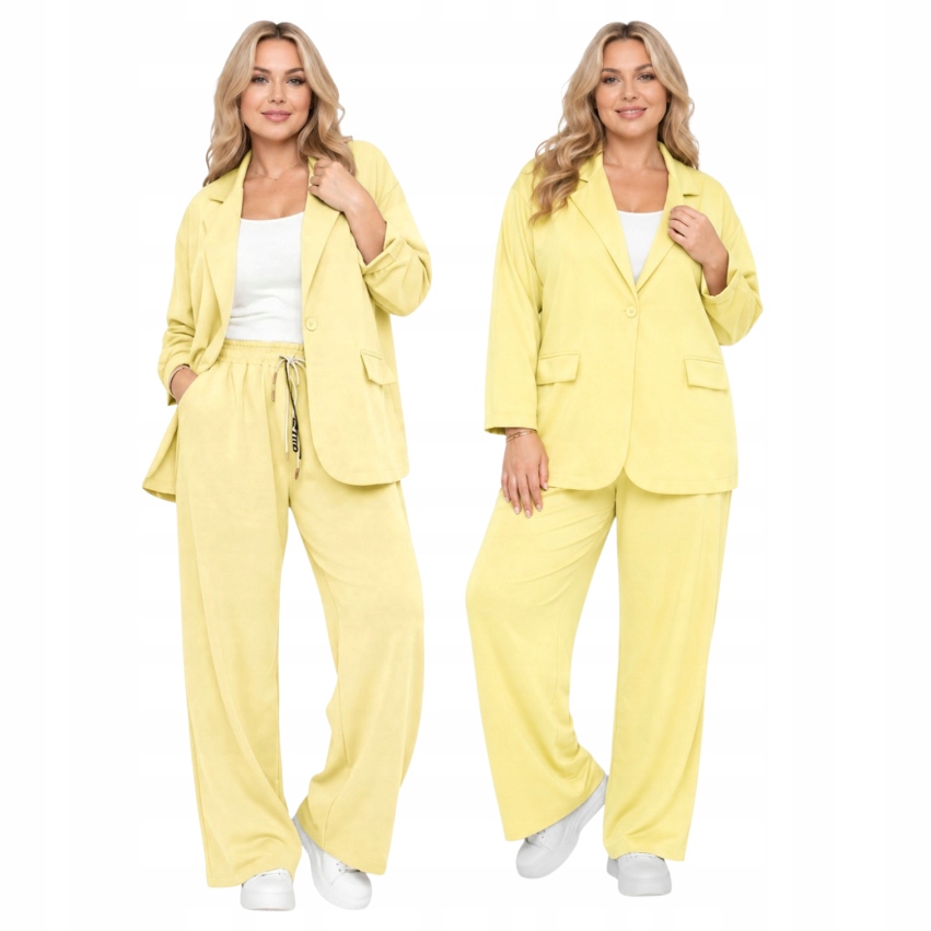 Sada elegantní máslo Plus Size sako kalhoty banán 54 56 7XL 8XL