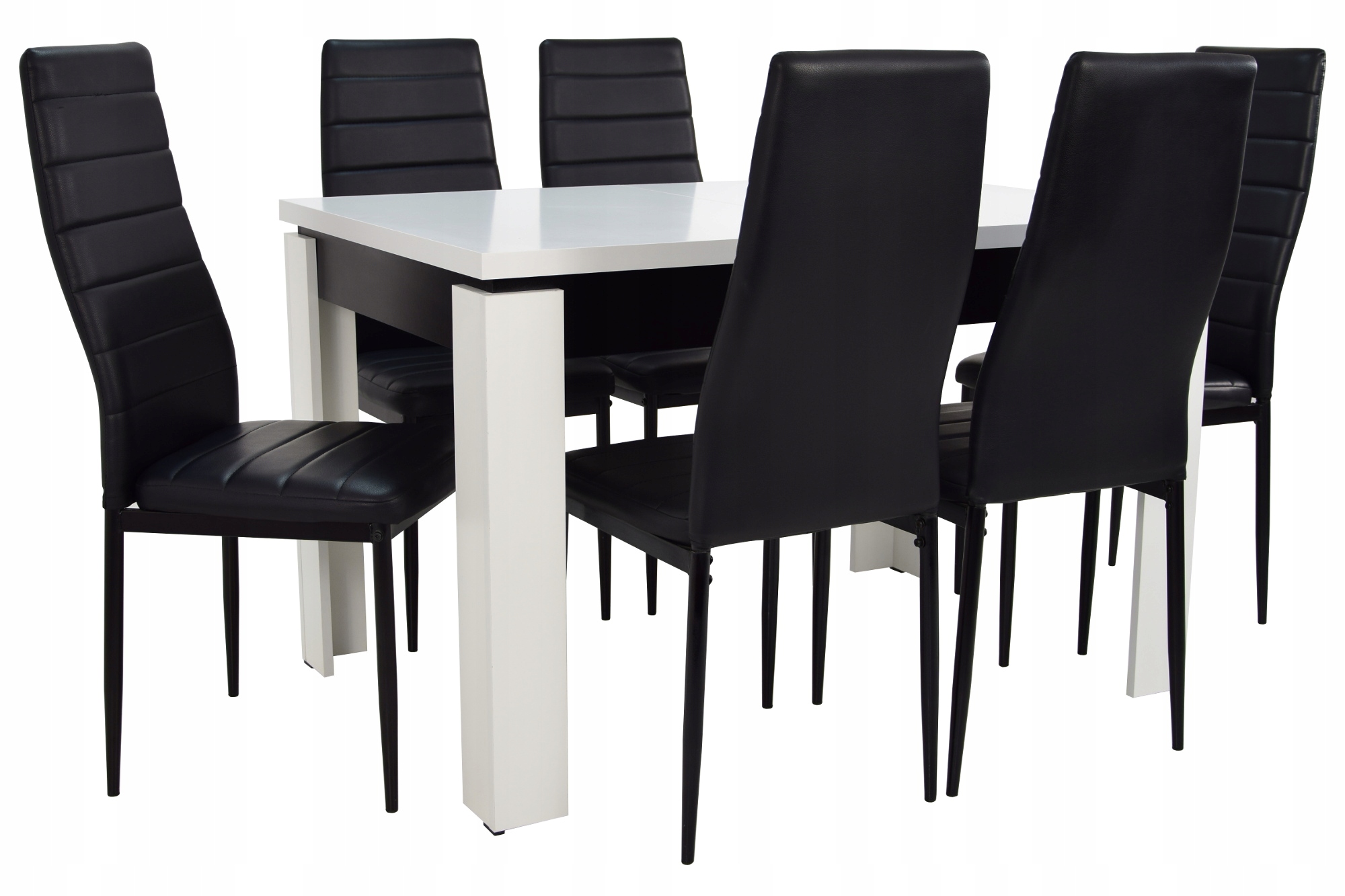 Stół kuchenny rozkładany i 6 krzeseł EKO czarne