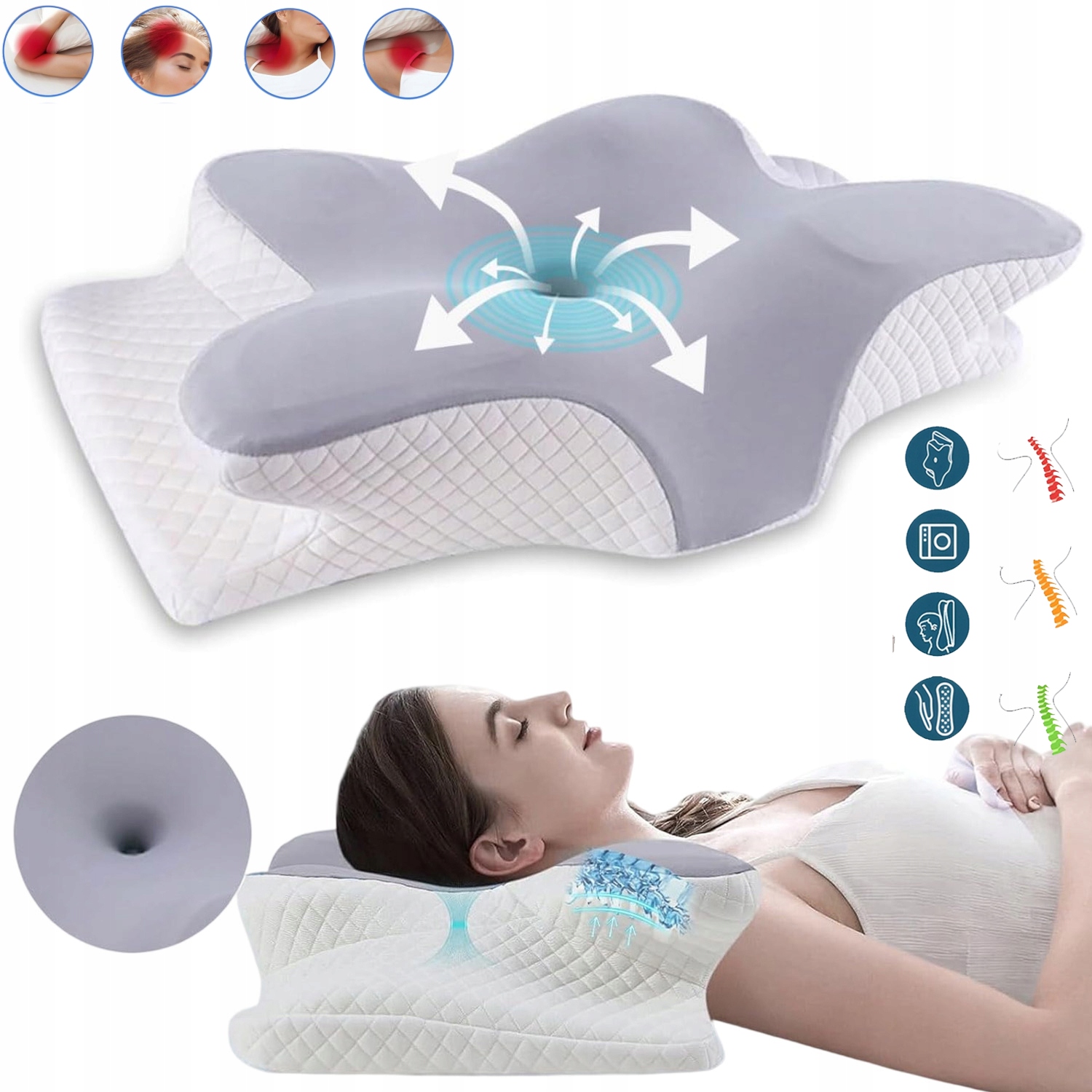 Poduszka Ortopedyczna Profilowana Do Spania Pianka Memory Dla Wymagających
