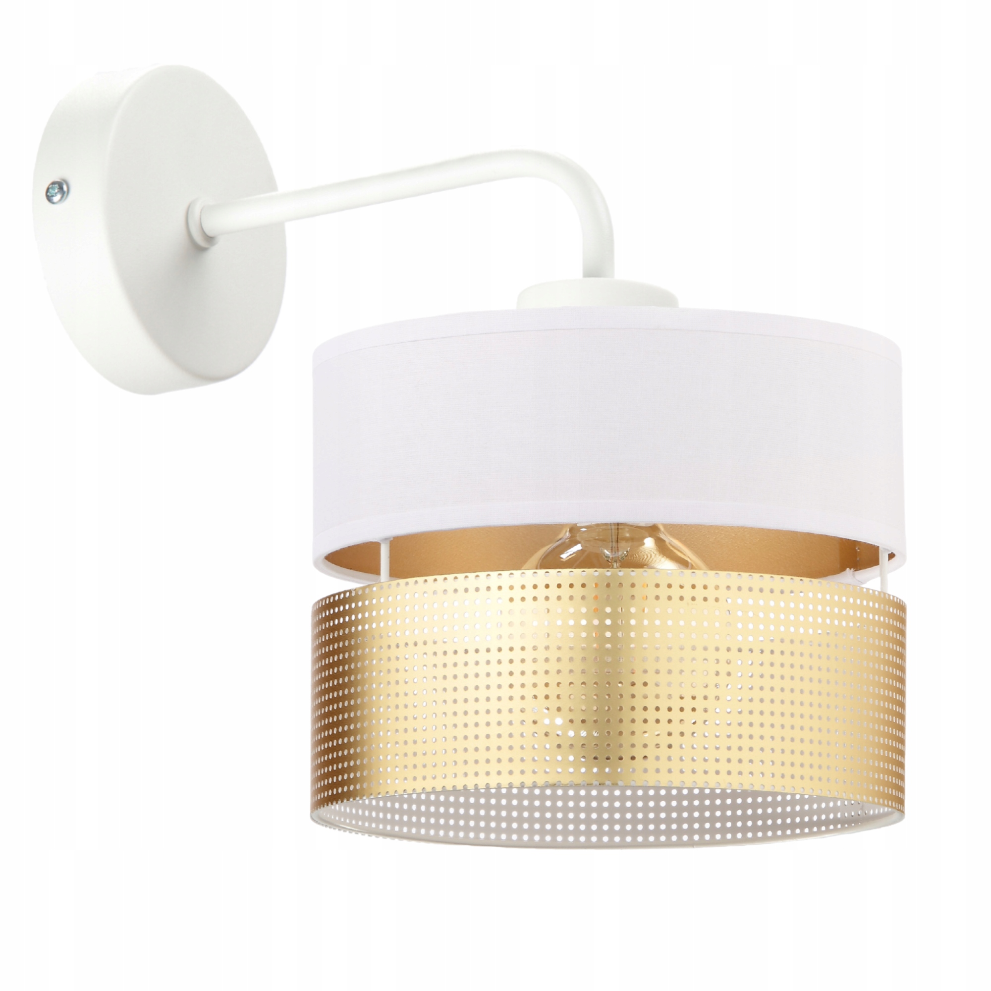 Nástěnná Lampa Se Zástrčkou, Stínidlo S Dírkami, Zlatá, E27, Led, 20 CM, Nastavitelná