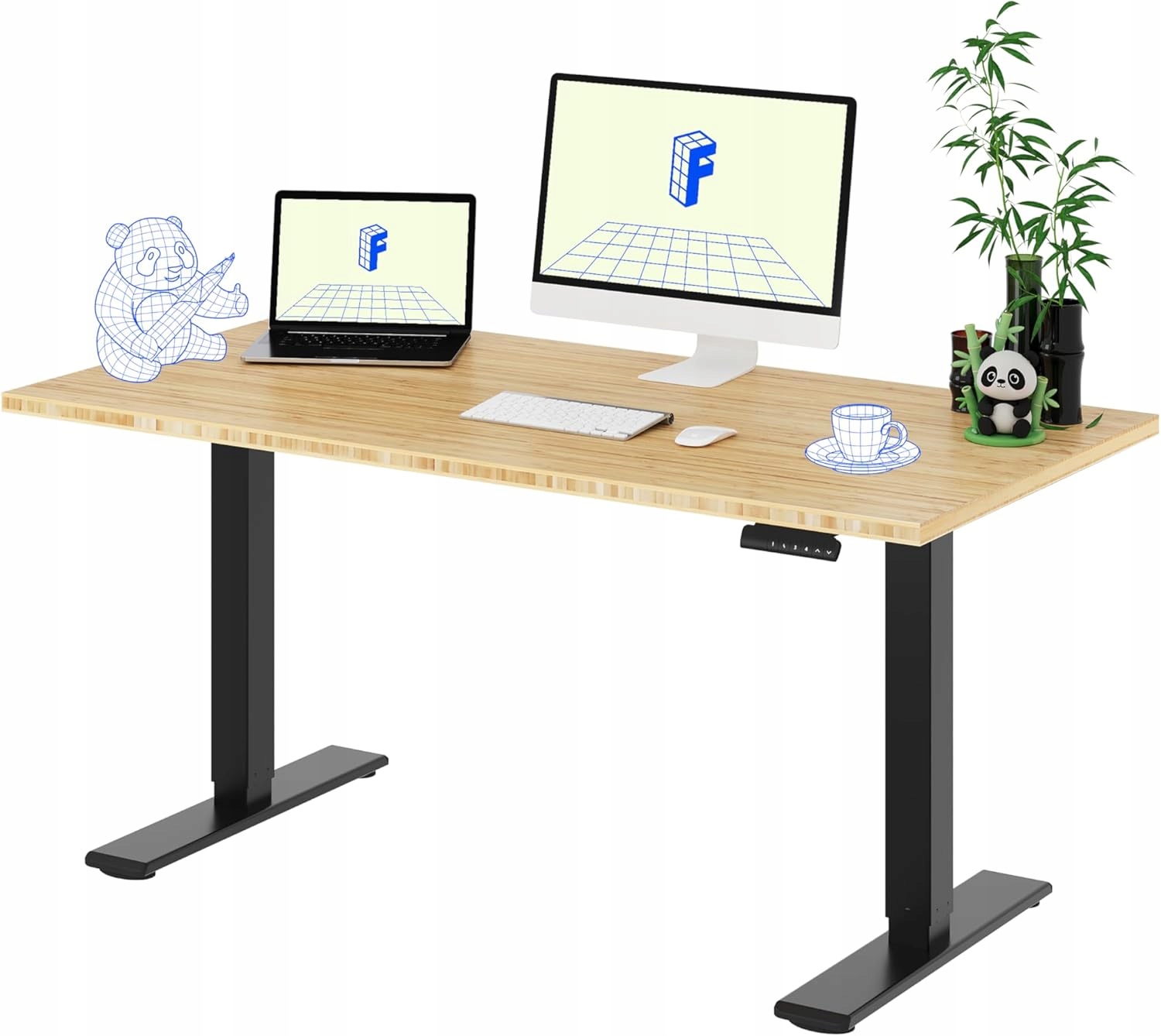 Písací stôl Flexispot 180×80 cm, bambus, elektrický