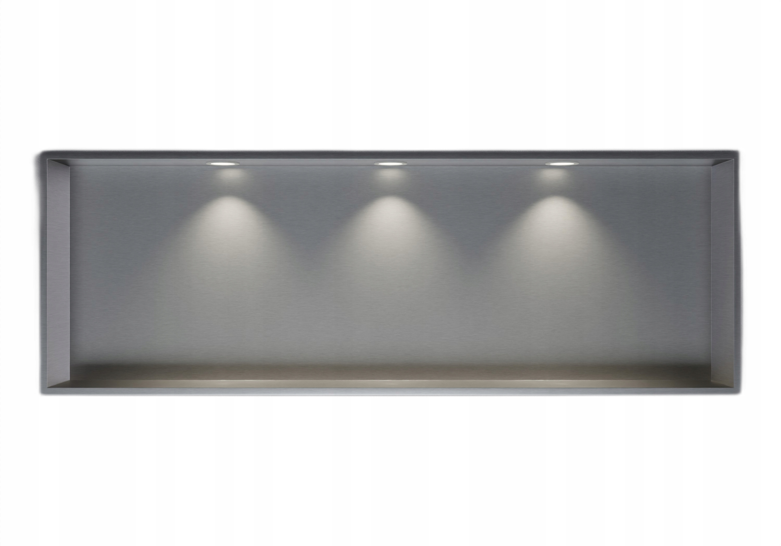Półka wnękowa 90x30 nierdzewna 3x Led oprawka biała