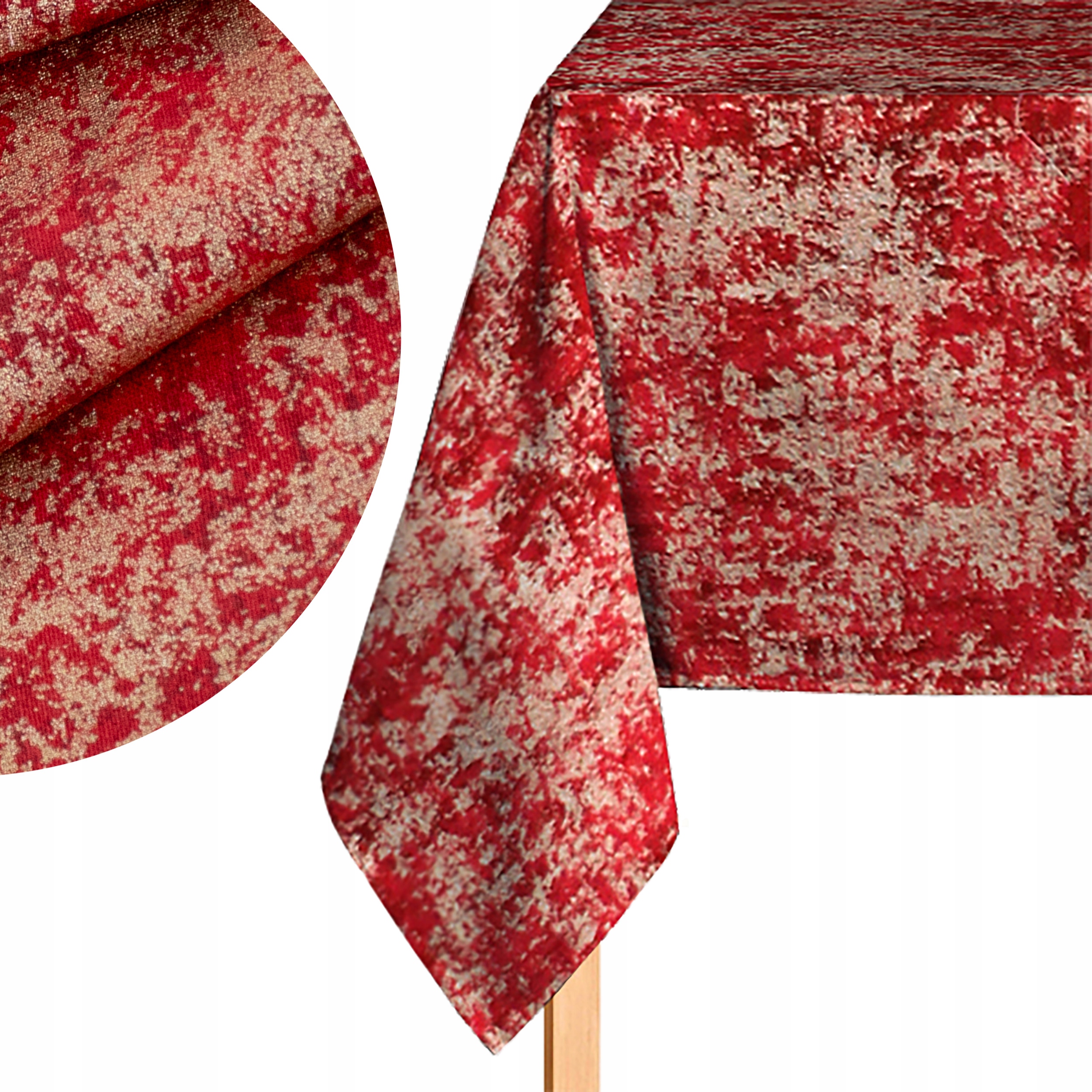 Ubrus 200x130 CM Na Vánoční Stůl Červeno Zlatý Vánoce