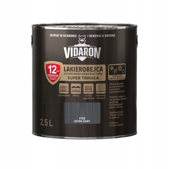 Vidaron Lakierobejca Ochronno-Dekoracyjna Trwała Jesion Szary 2,5l